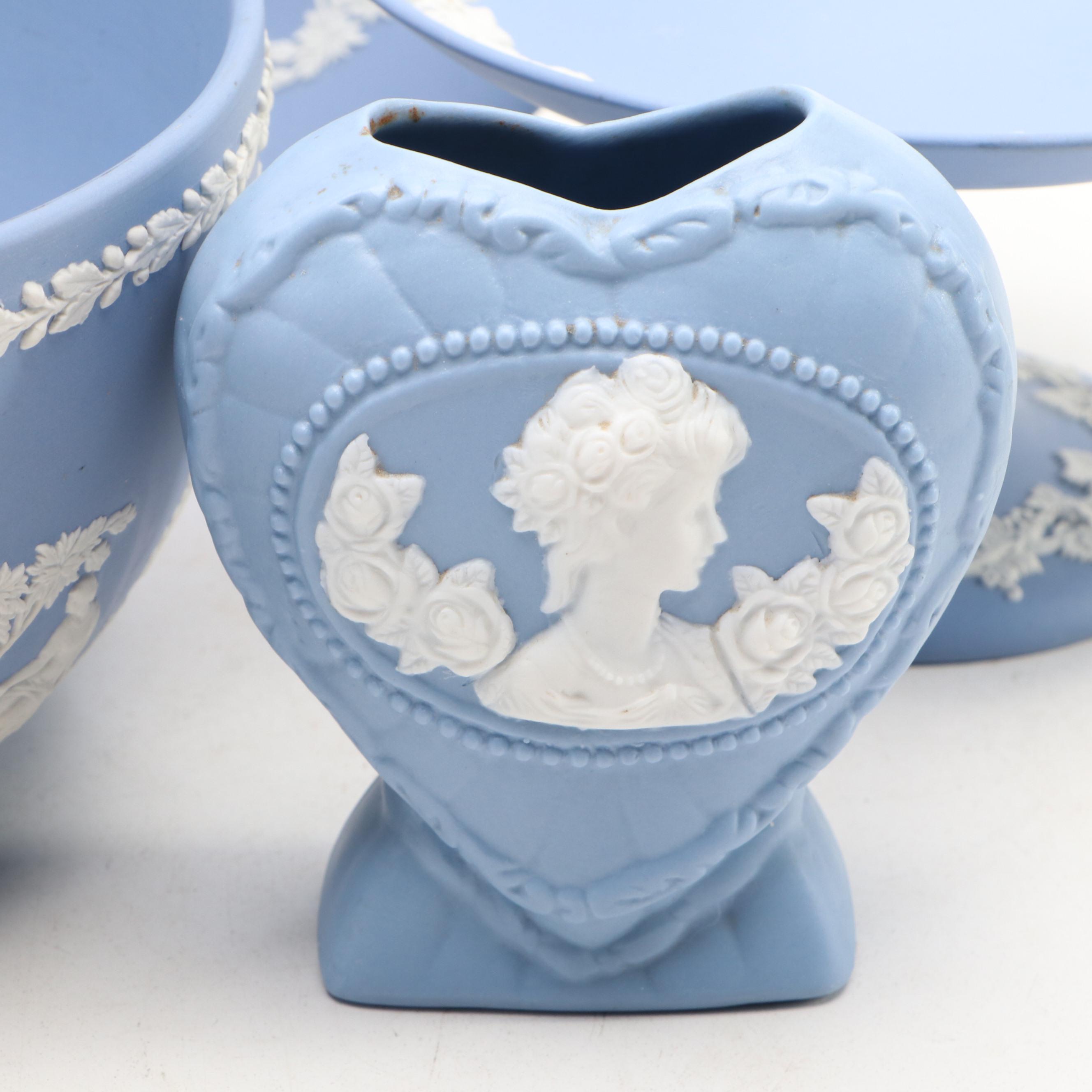 Wedgwood Blue Jasperware Table Accessories with Other Dresser Set