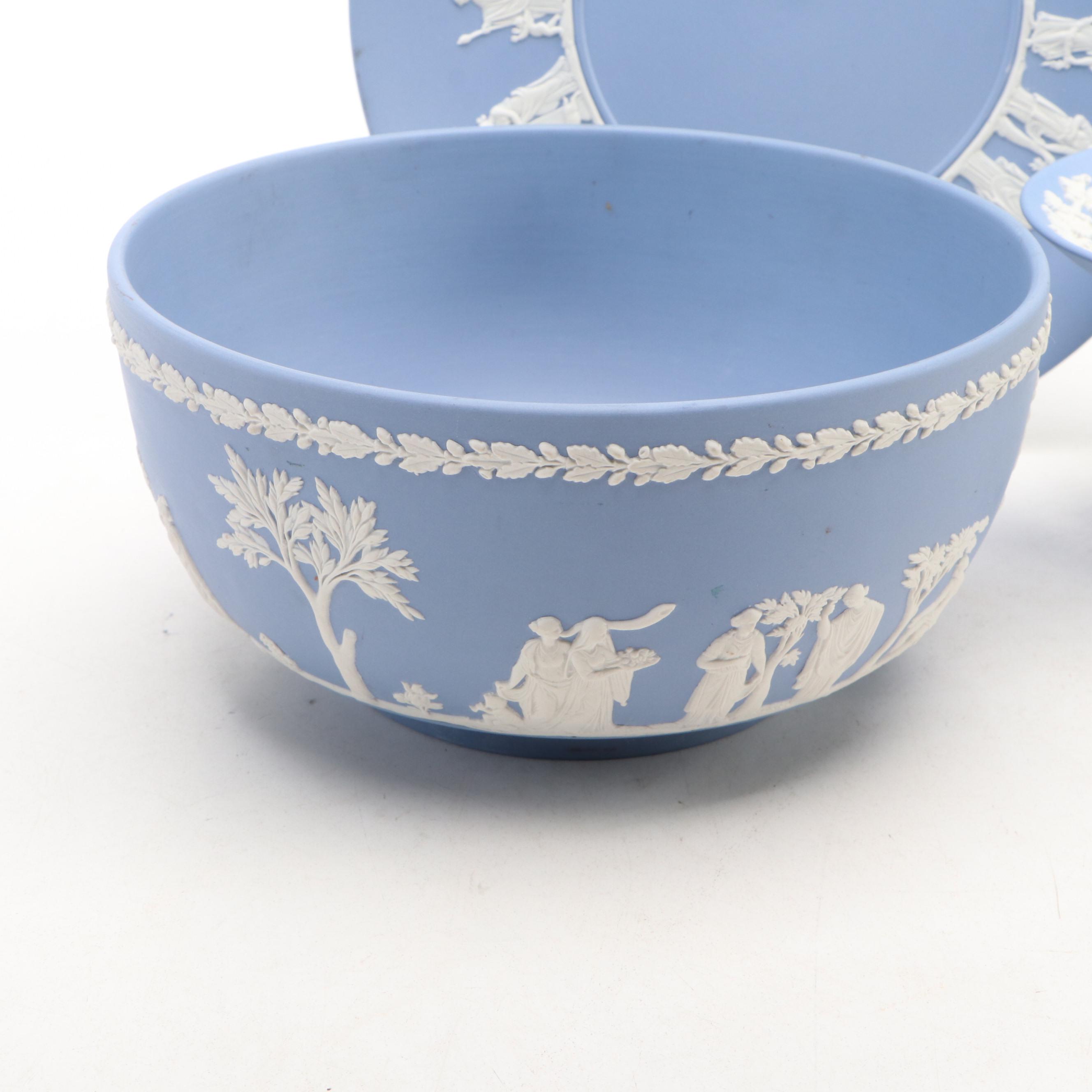 Wedgwood Blue Jasperware Table Accessories with Other Dresser Set