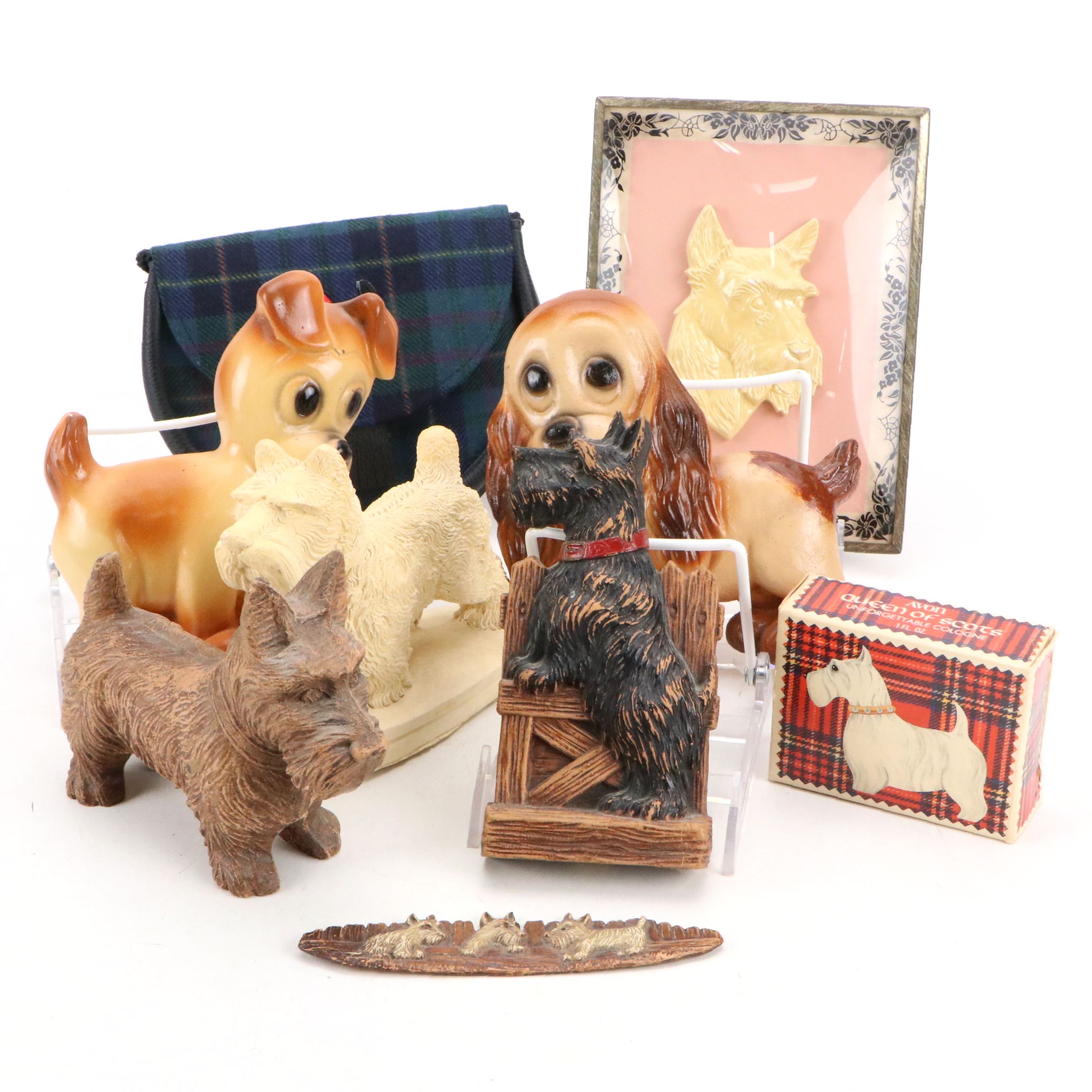 Avon "Queen of Scots" Cologne with Other Dog Figurines, Wall Hangings and More