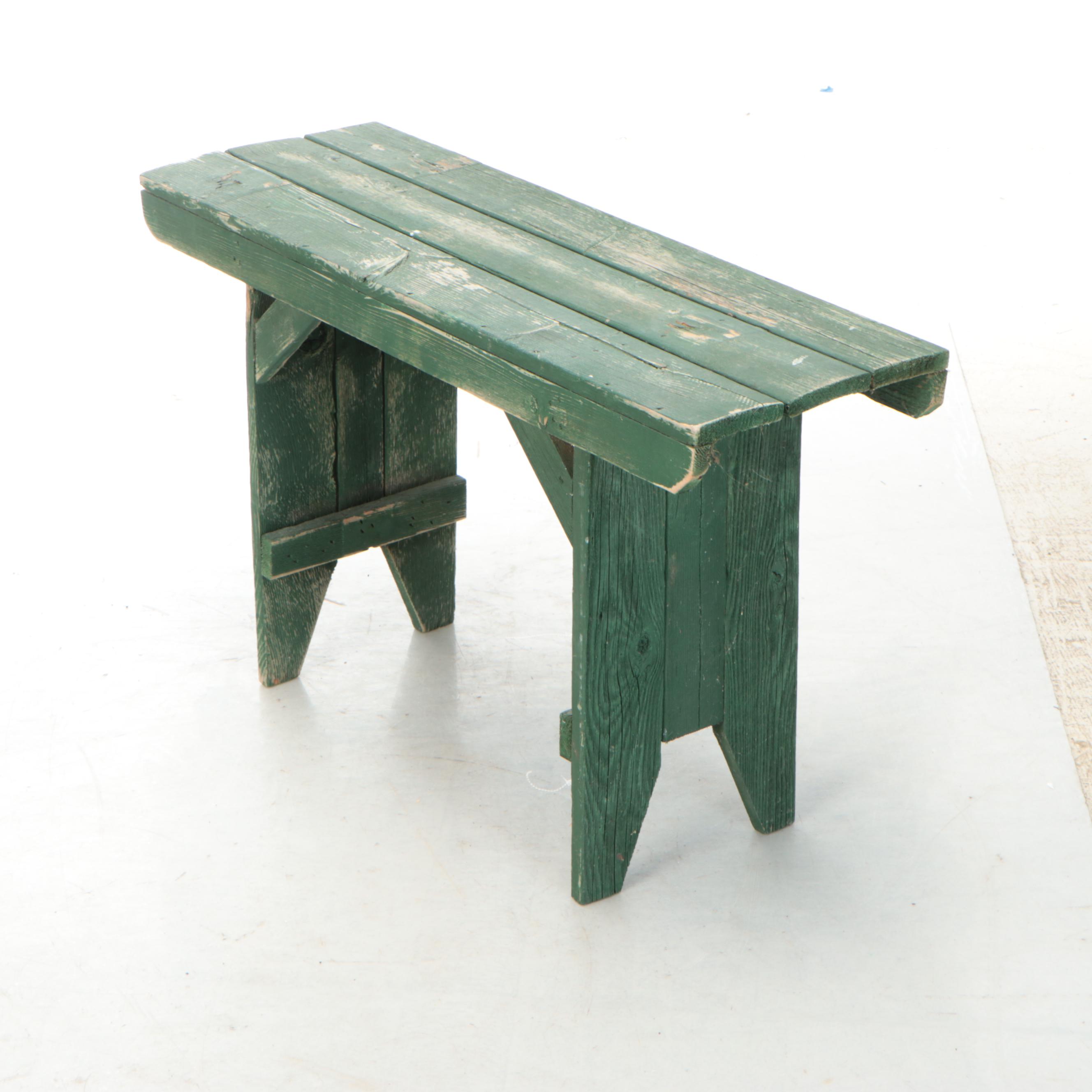 Two American Primitive Painted Bootjack Benches, Mid-20th Century