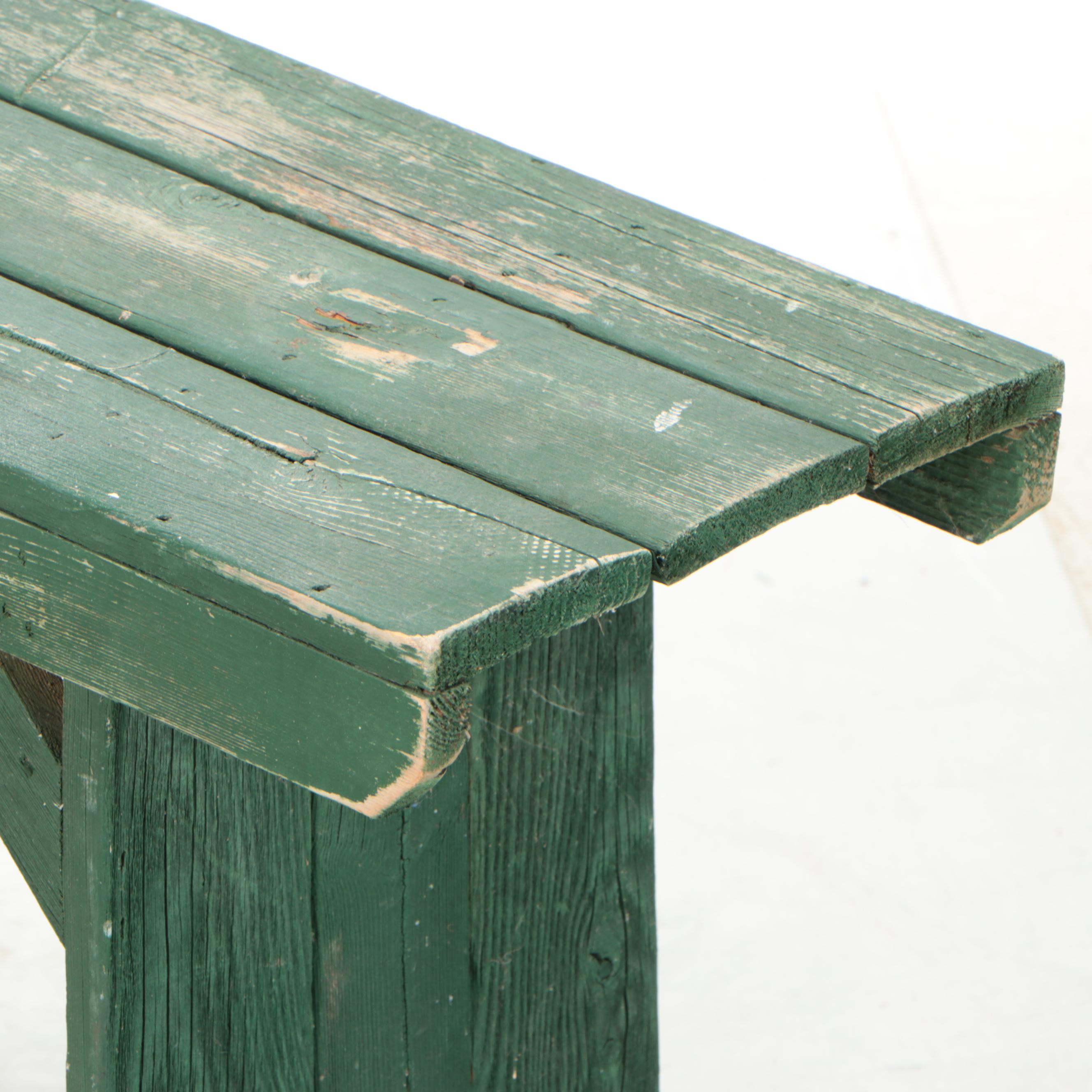 Two American Primitive Painted Bootjack Benches, Mid-20th Century