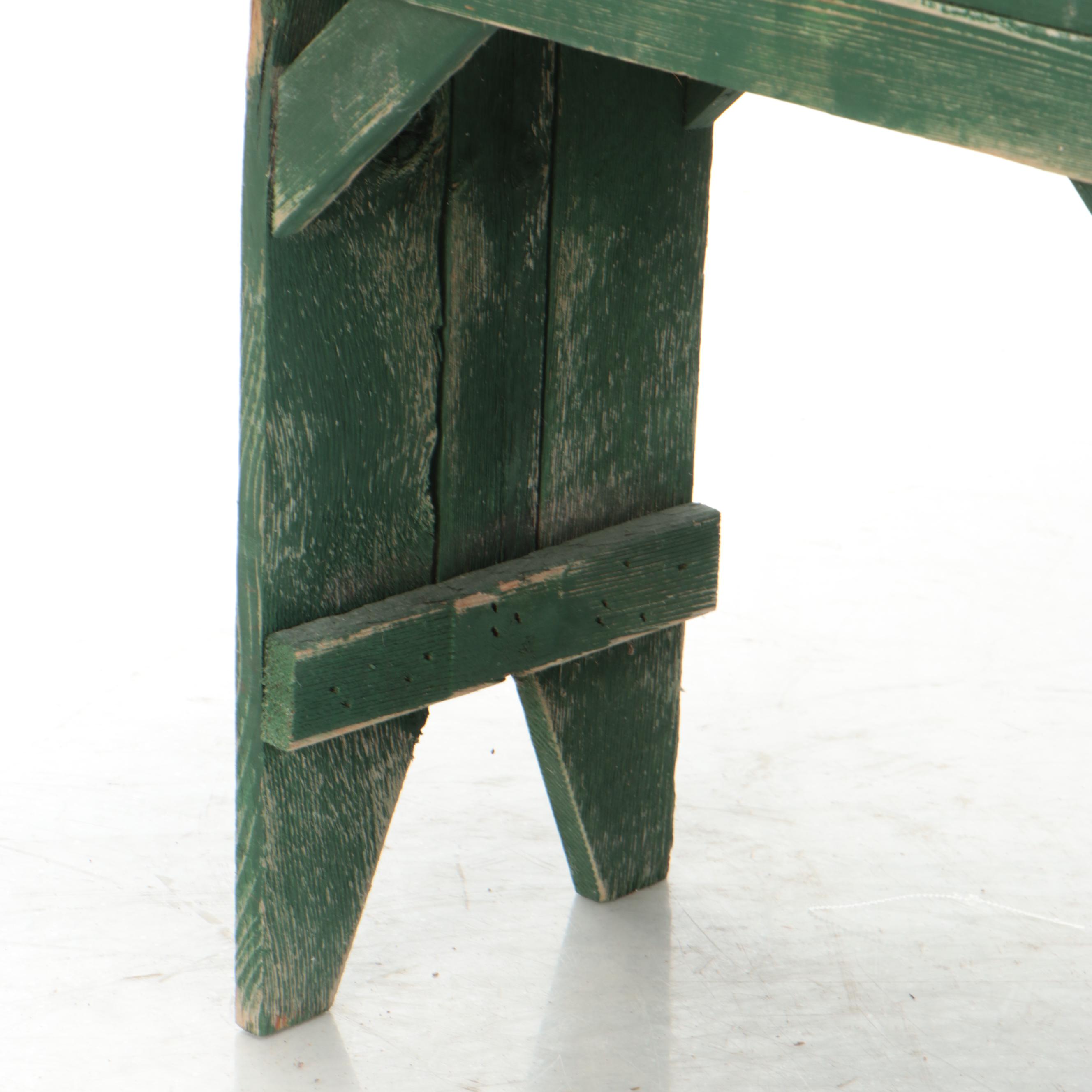 Two American Primitive Painted Bootjack Benches, Mid-20th Century