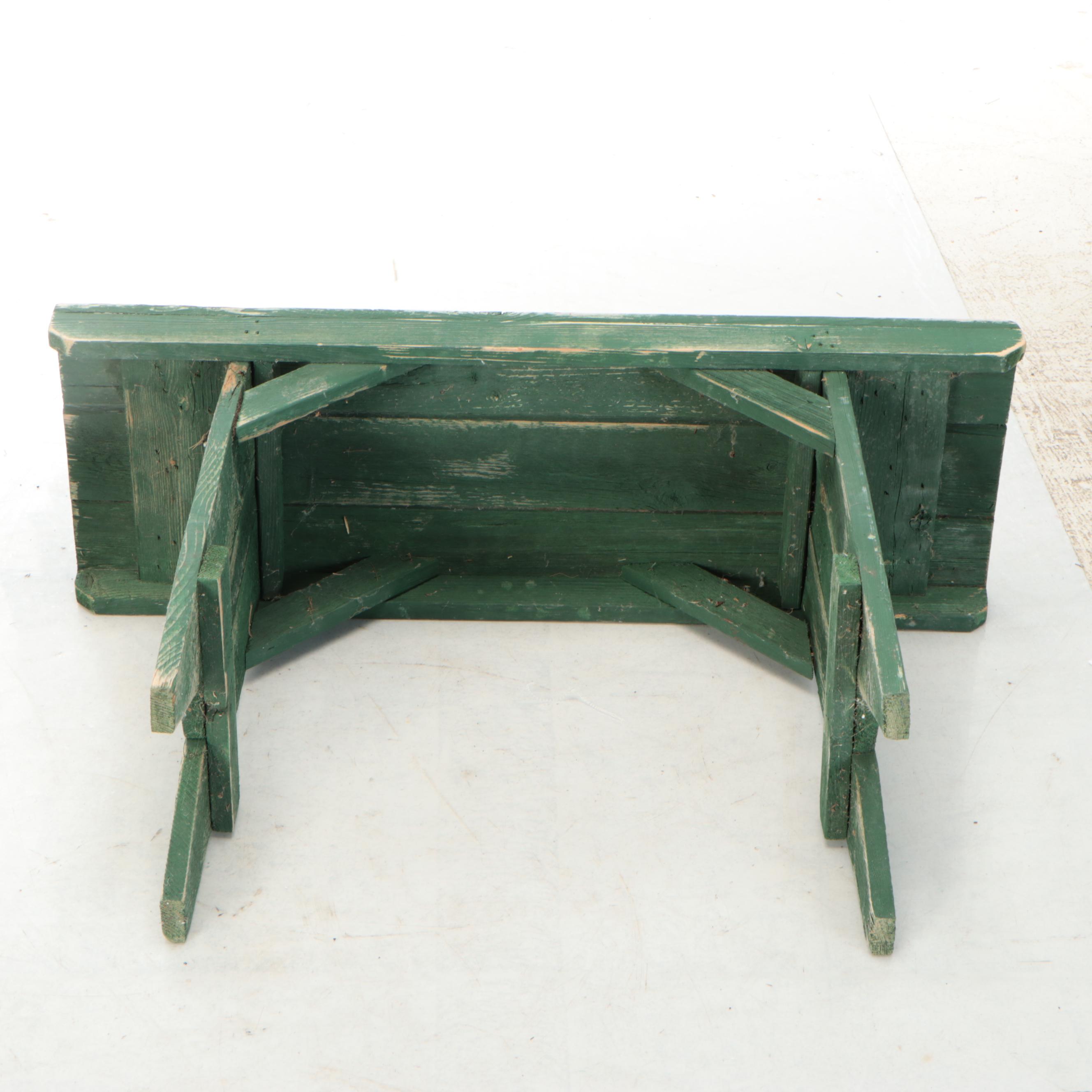 Two American Primitive Painted Bootjack Benches, Mid-20th Century