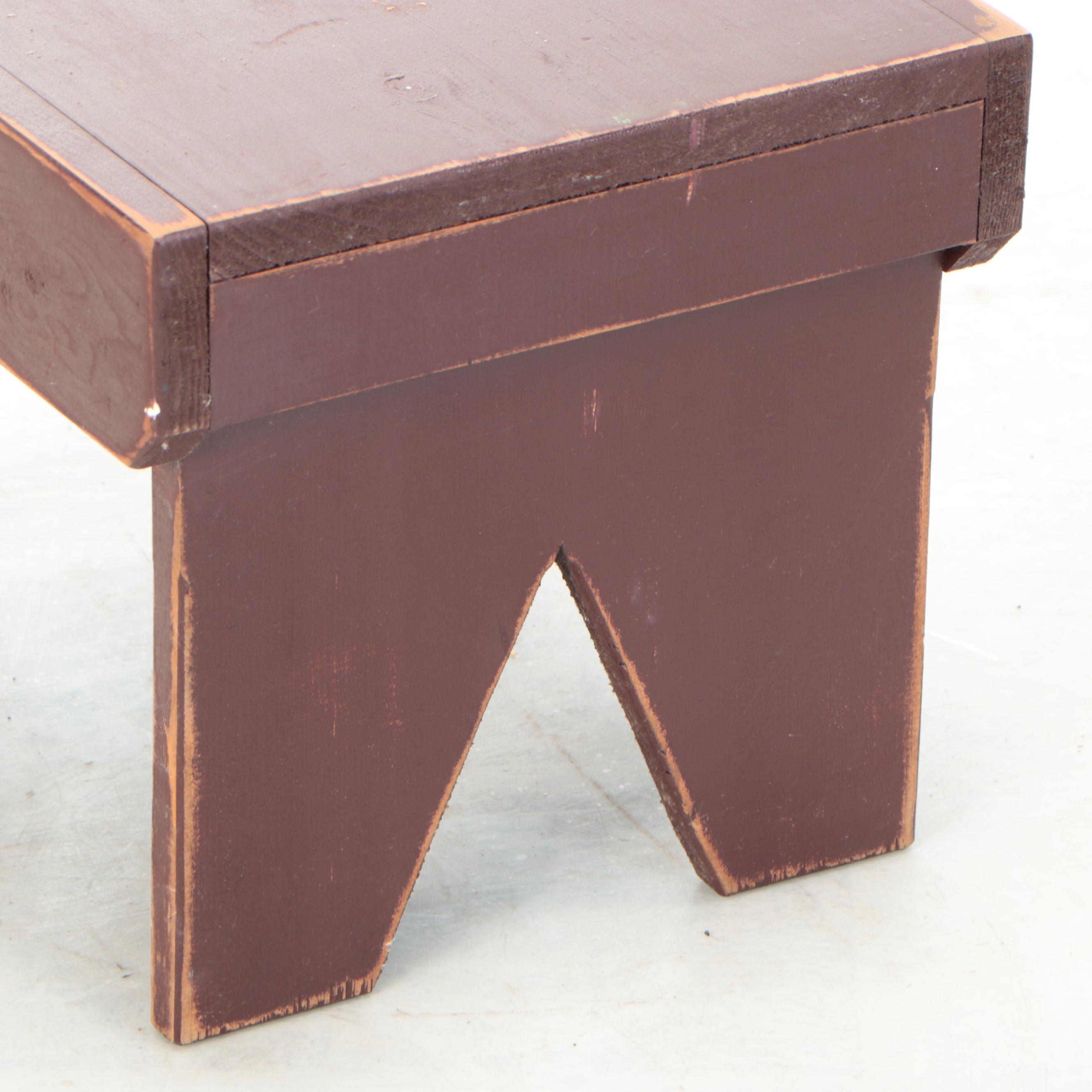 Two American Primitive Painted Bootjack Benches, Mid-20th Century