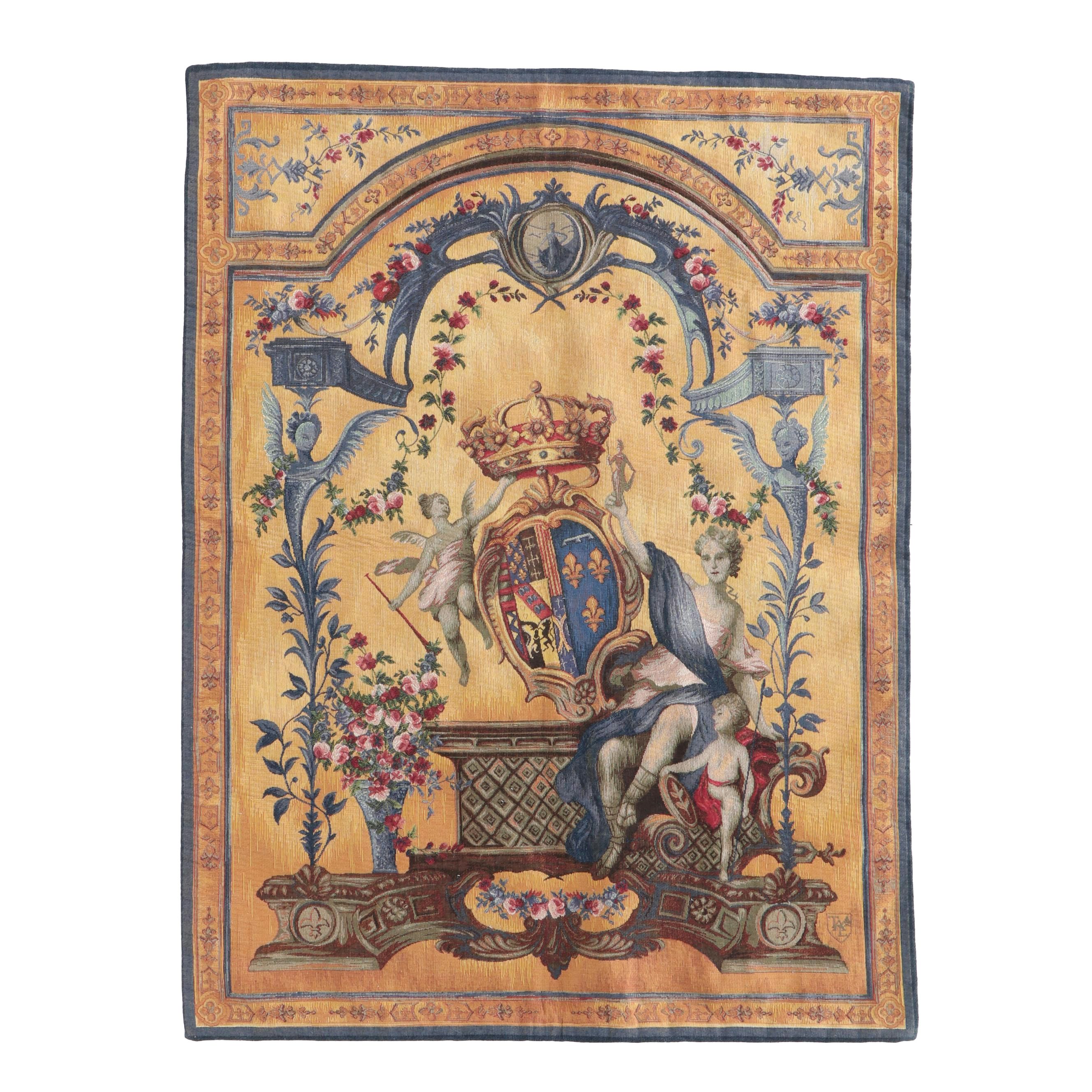 Charlotte Home Furn. "Dame Au Blason" French Pictorial Tapestry with Rod