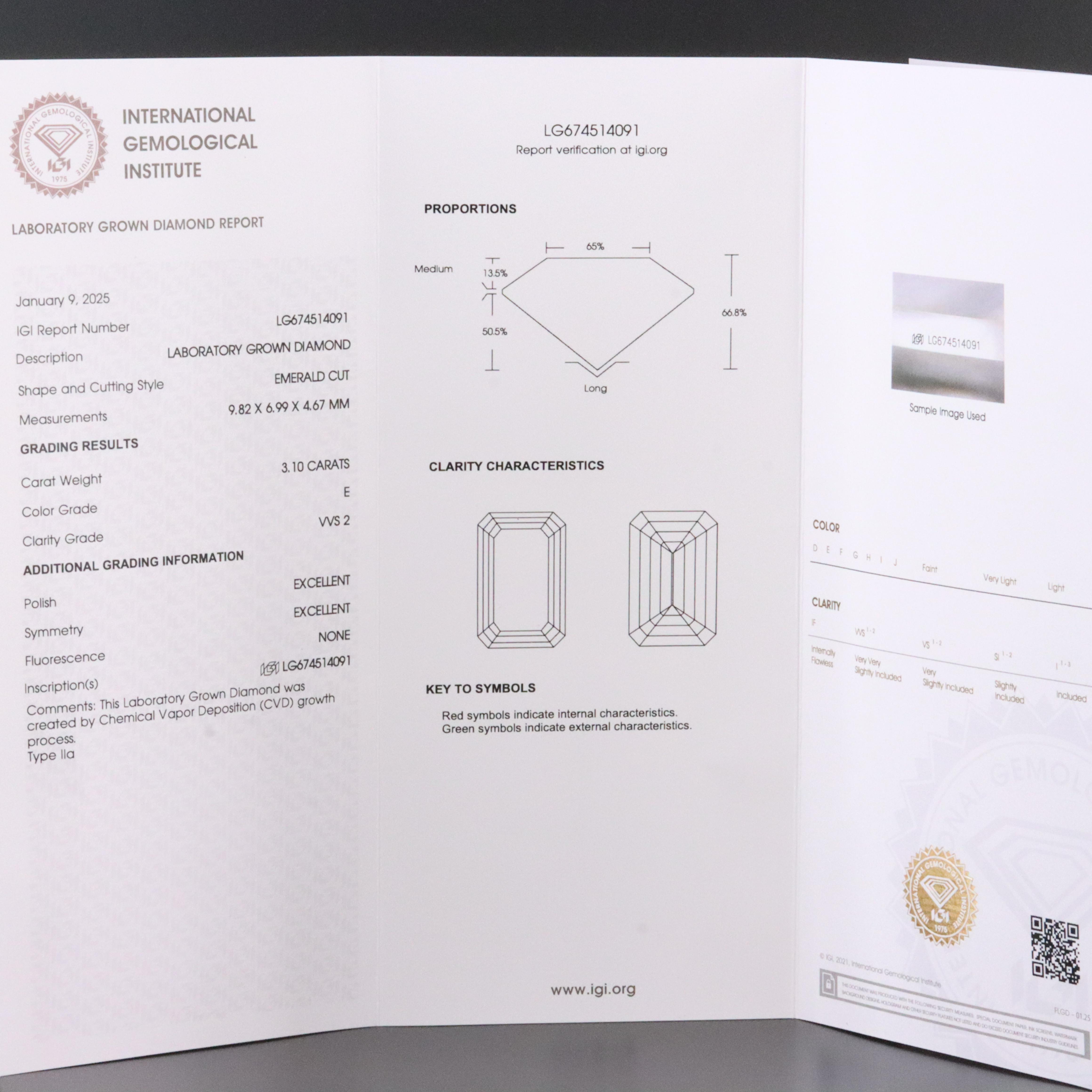 Loose 3.10 CT Lab Grown Diamond with IGI Report