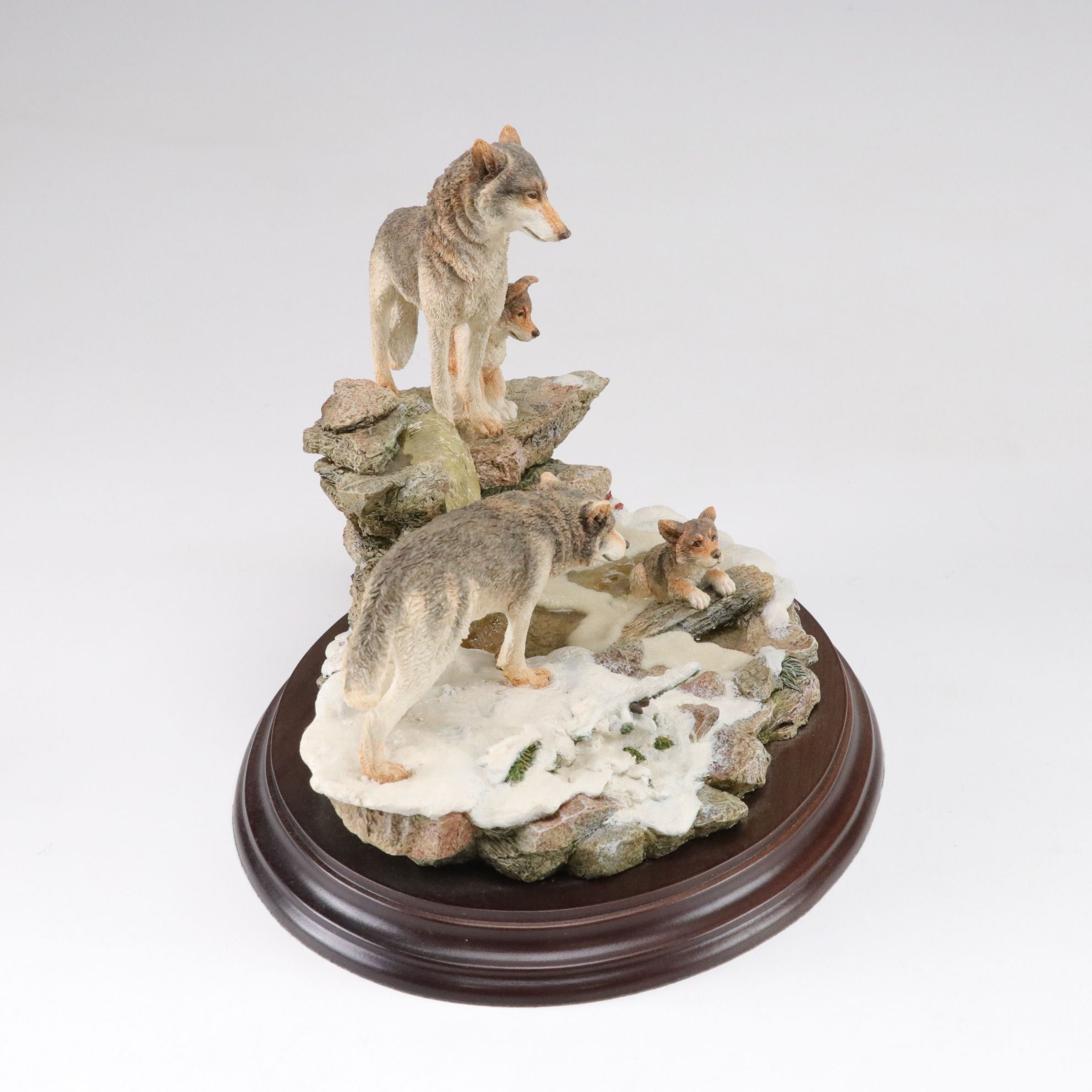 Country Artists Hand Painted Cast Resin Figurines of Wolves, Late 20th Century