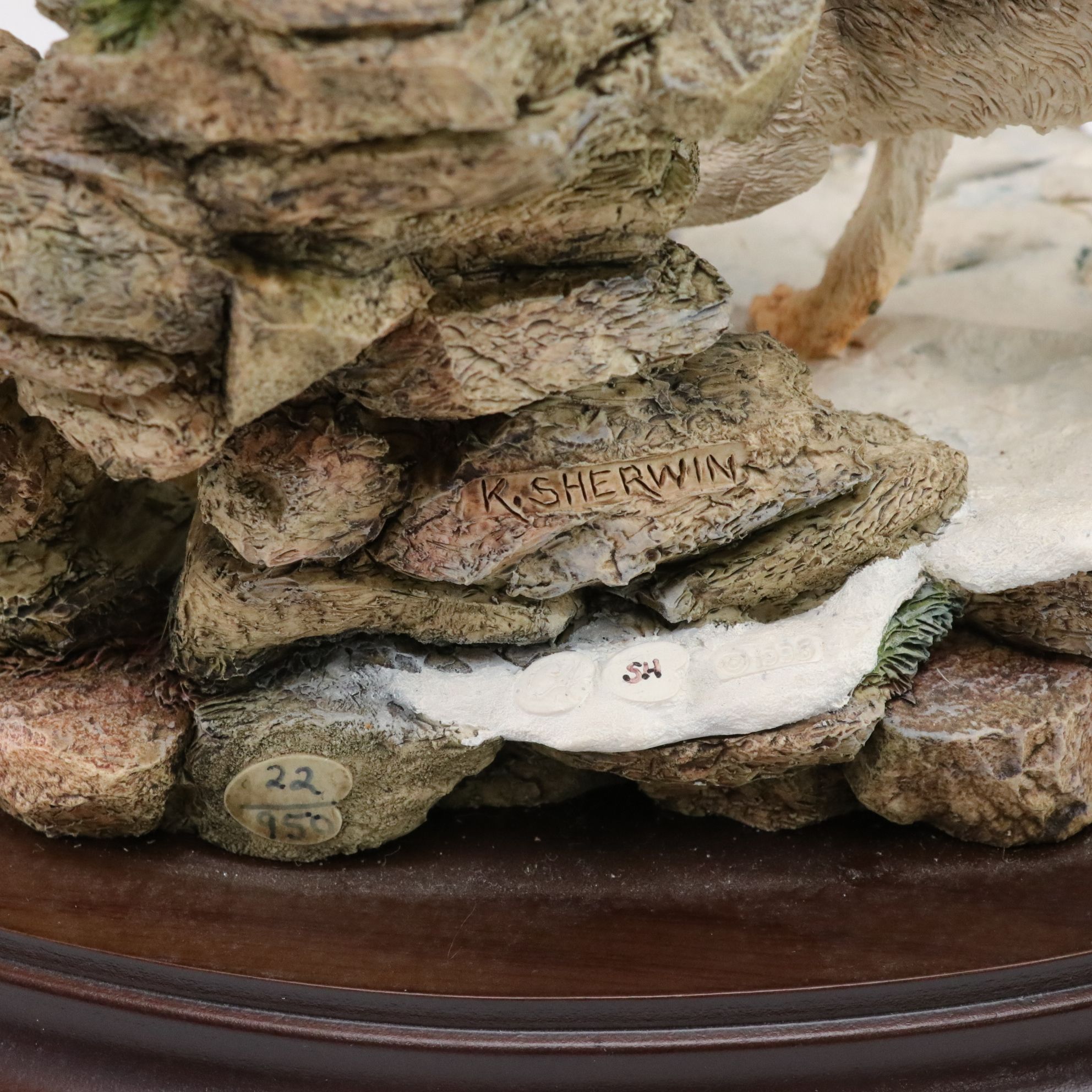 Country Artists Hand Painted Cast Resin Figurines of Wolves, Late 20th Century