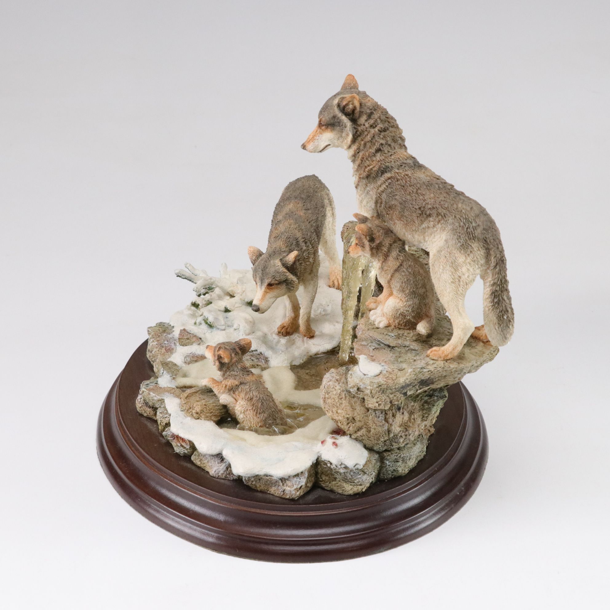 Country Artists Hand Painted Cast Resin Figurines of Wolves, Late 20th Century
