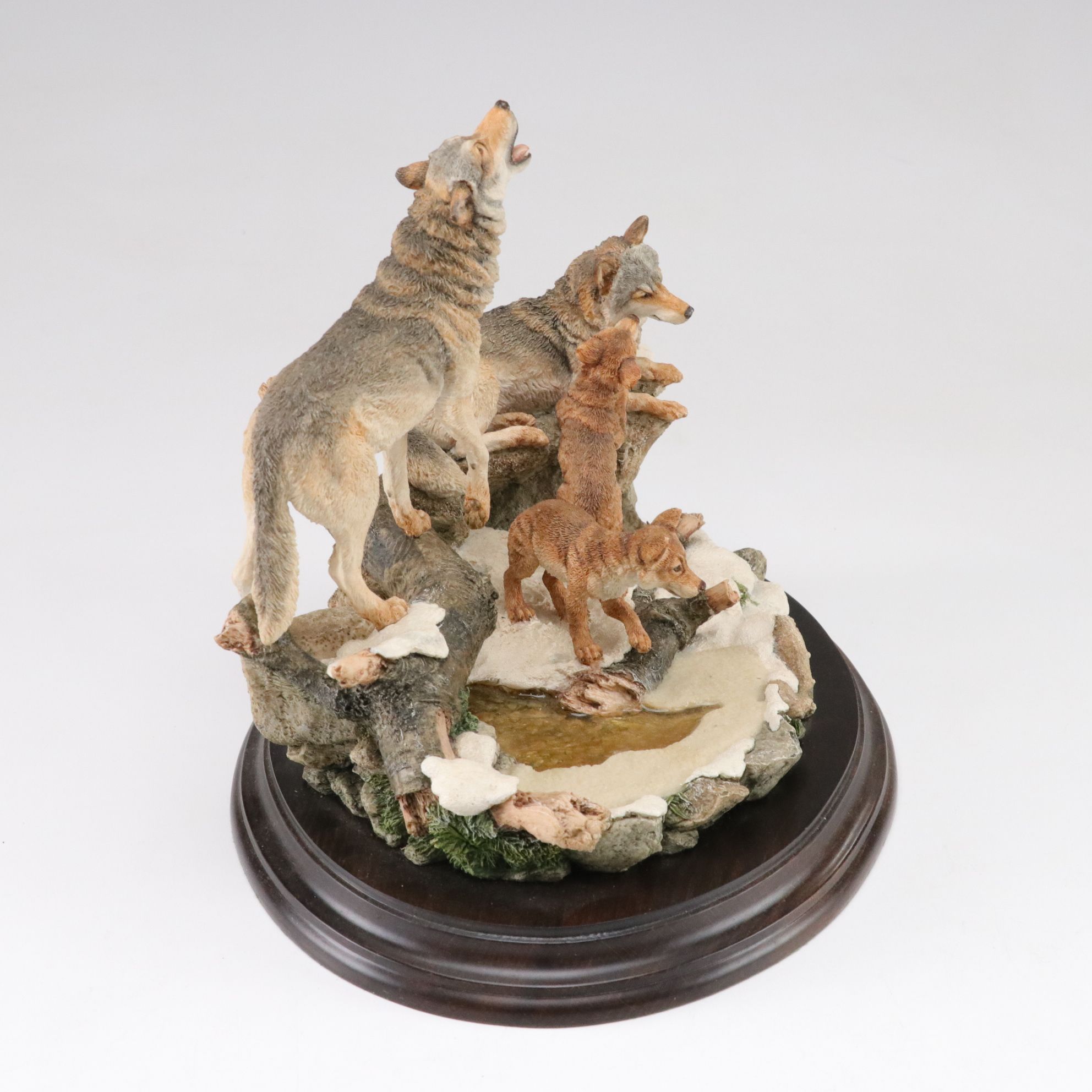 Country Artists Hand Painted Cast Resin Figurines of Wolves, Late 20th Century
