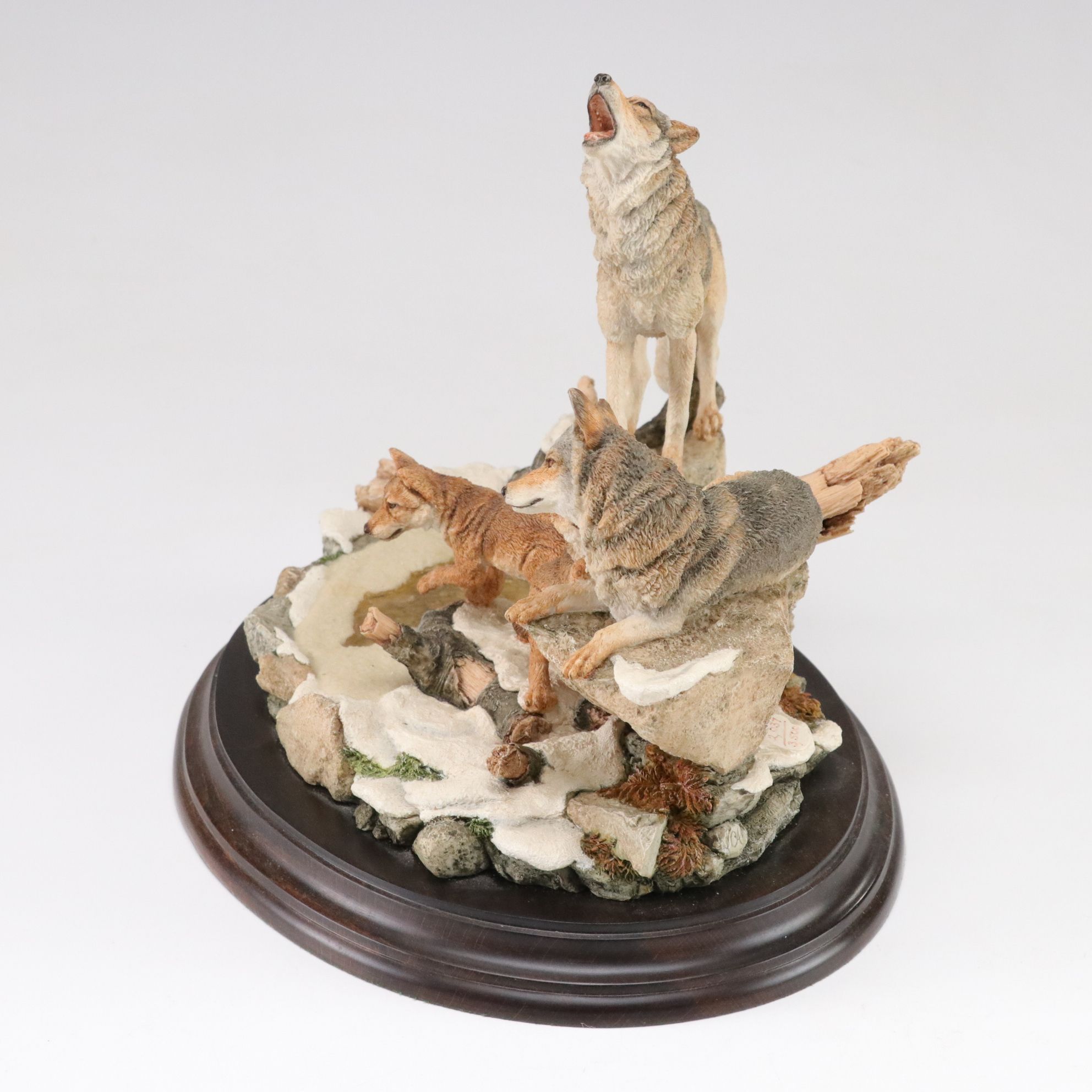 Country Artists Hand Painted Cast Resin Figurines of Wolves, Late 20th Century