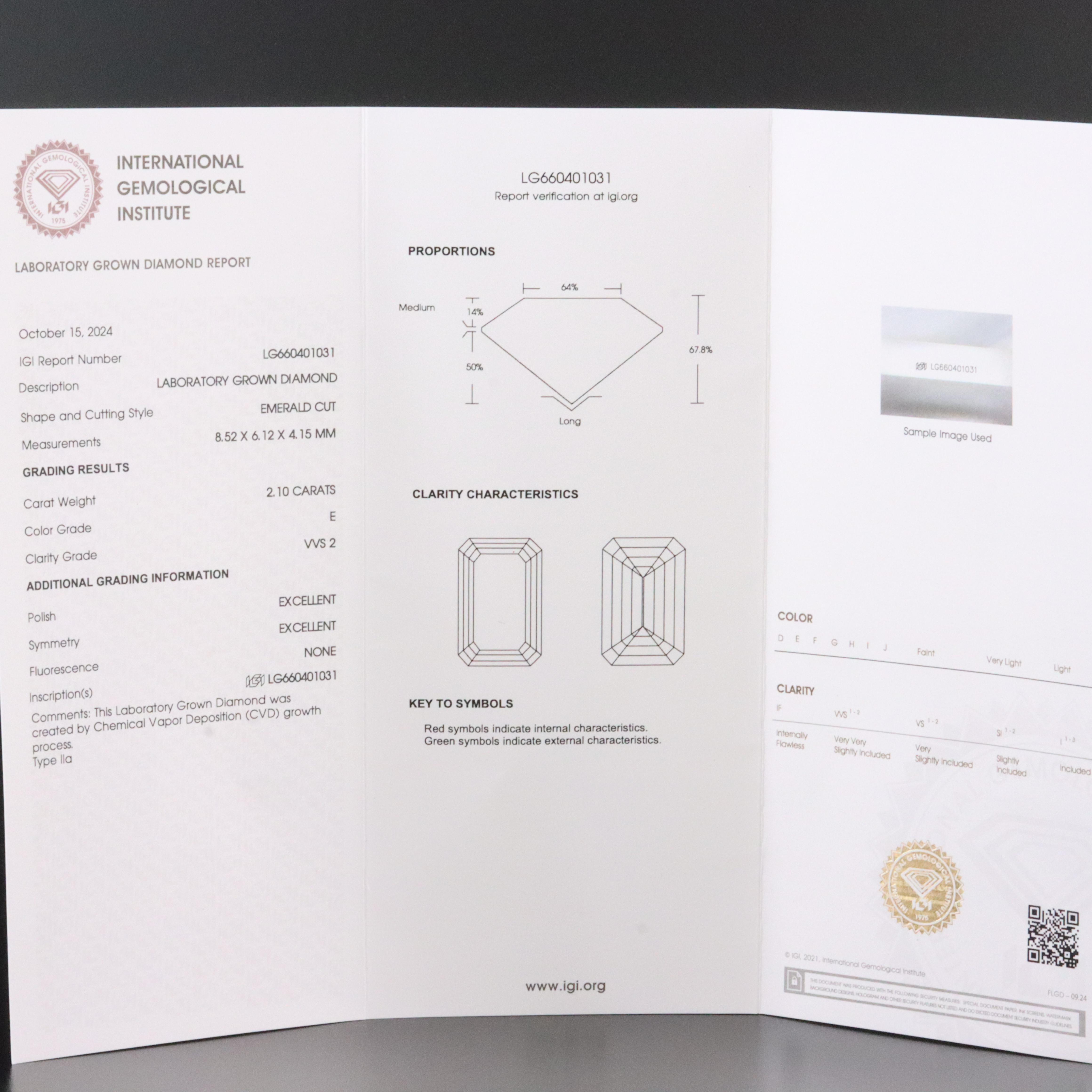 Loose 2.10 CT Lab Grown Diamond with IGI Report