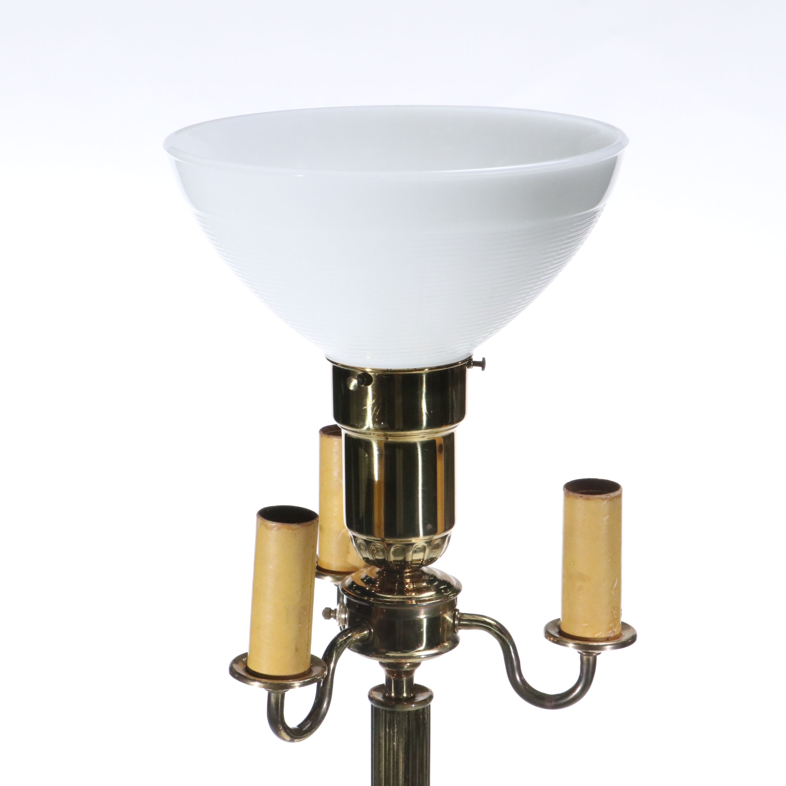 Victorian Style Brass Floor Lamps with Glass Shades