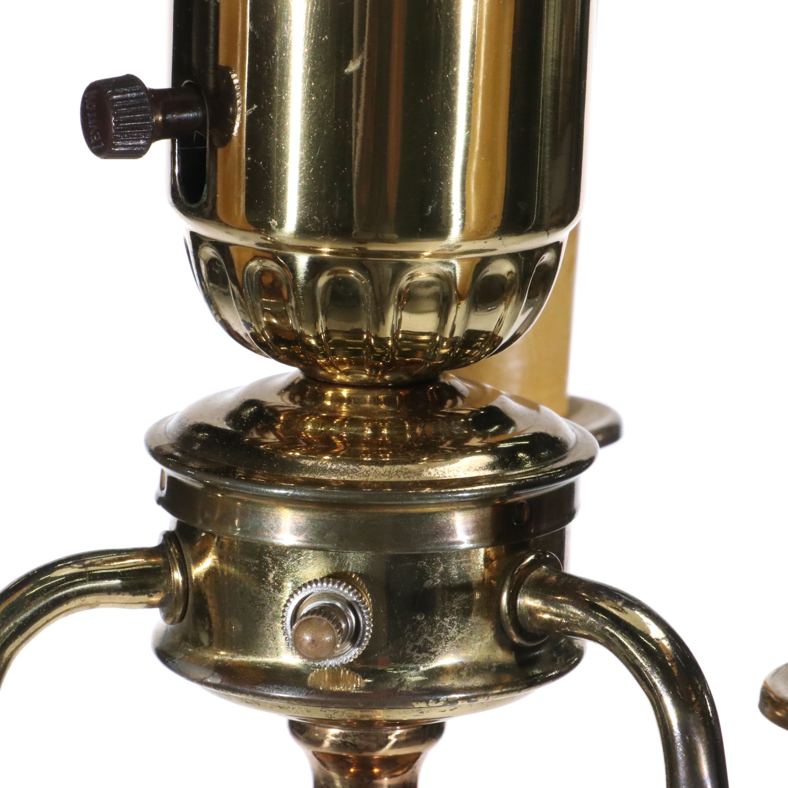 Victorian Style Brass Floor Lamps with Glass Shades