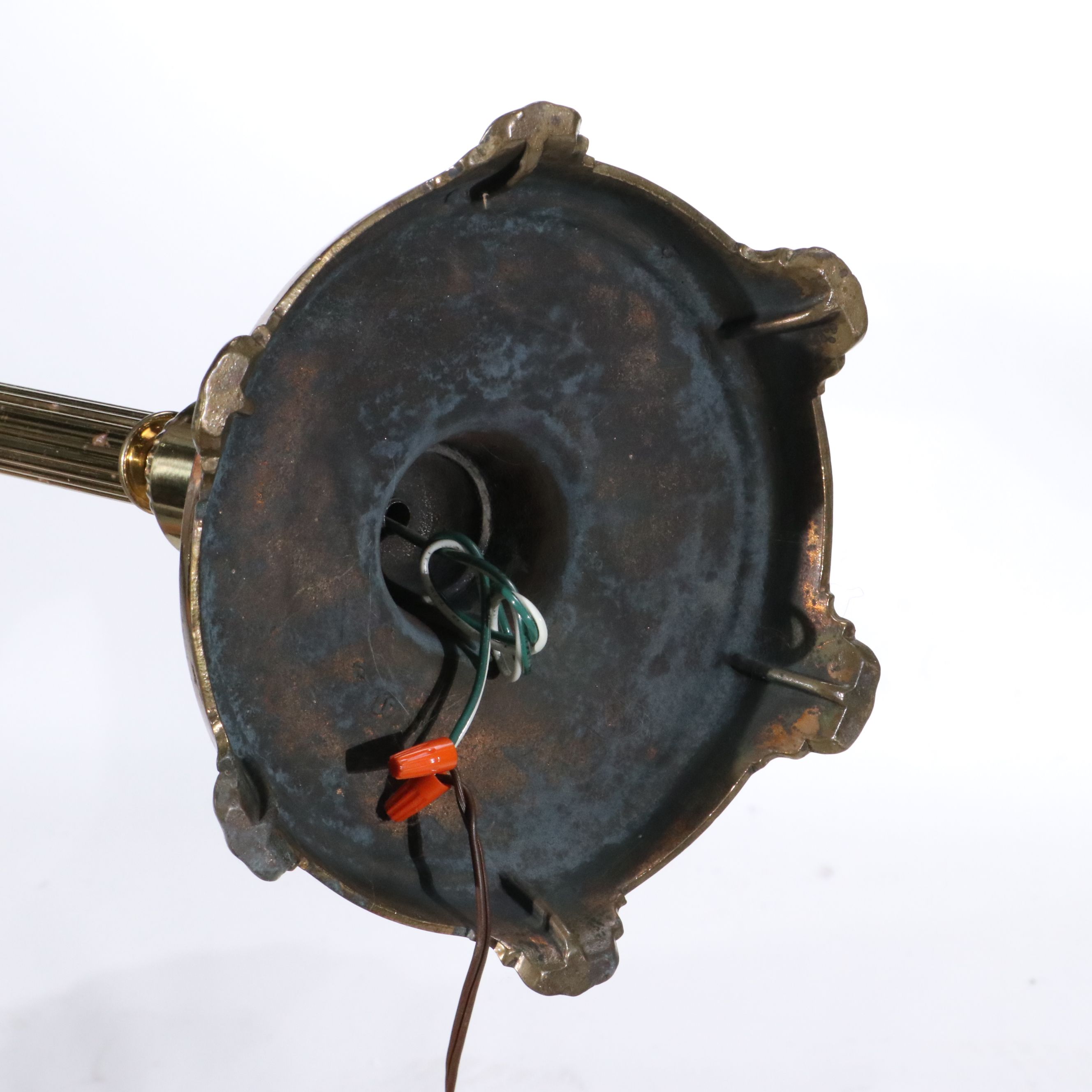 Victorian Style Brass Floor Lamps with Glass Shades