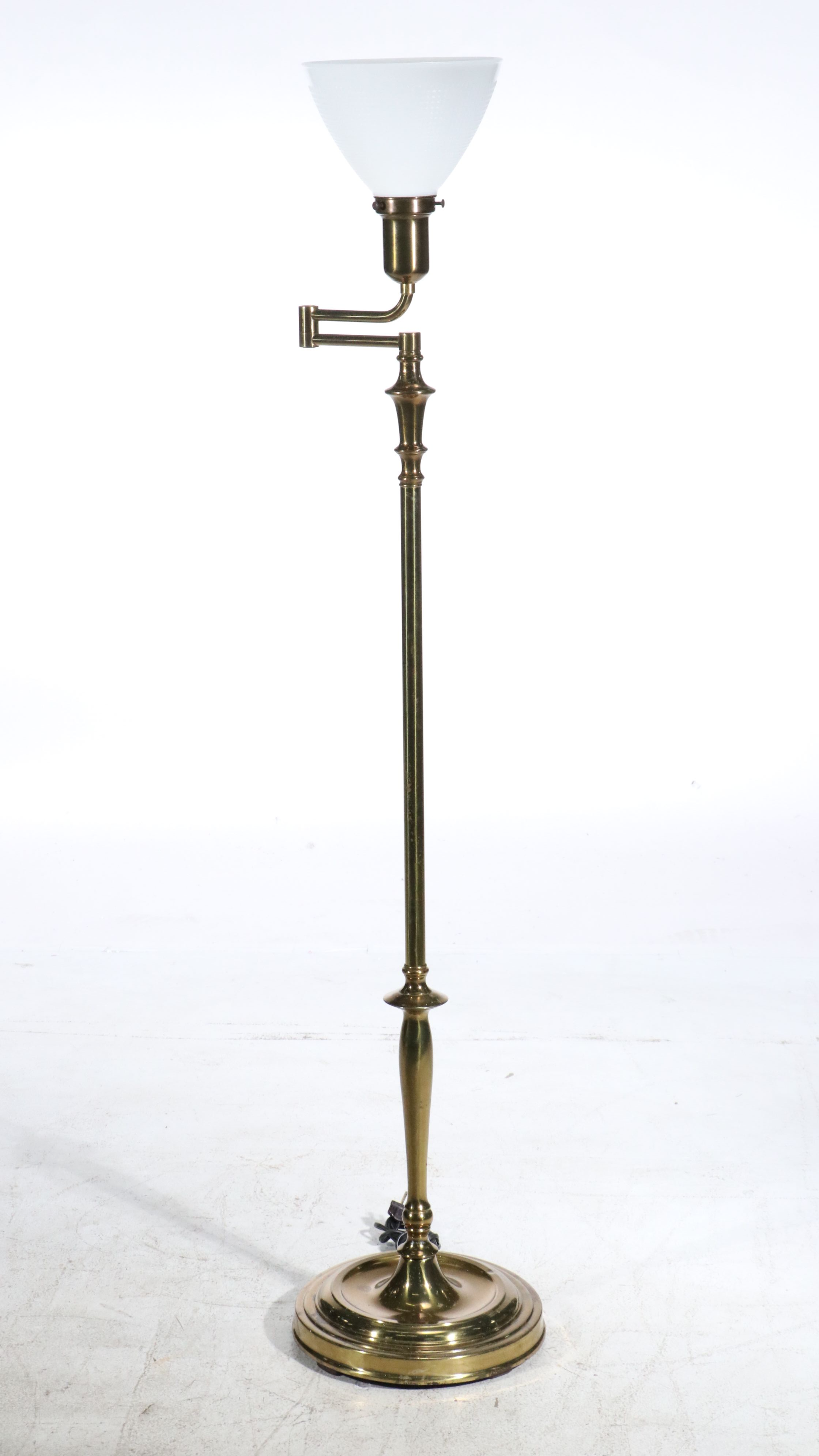 Victorian Style Brass Floor Lamps with Glass Shades