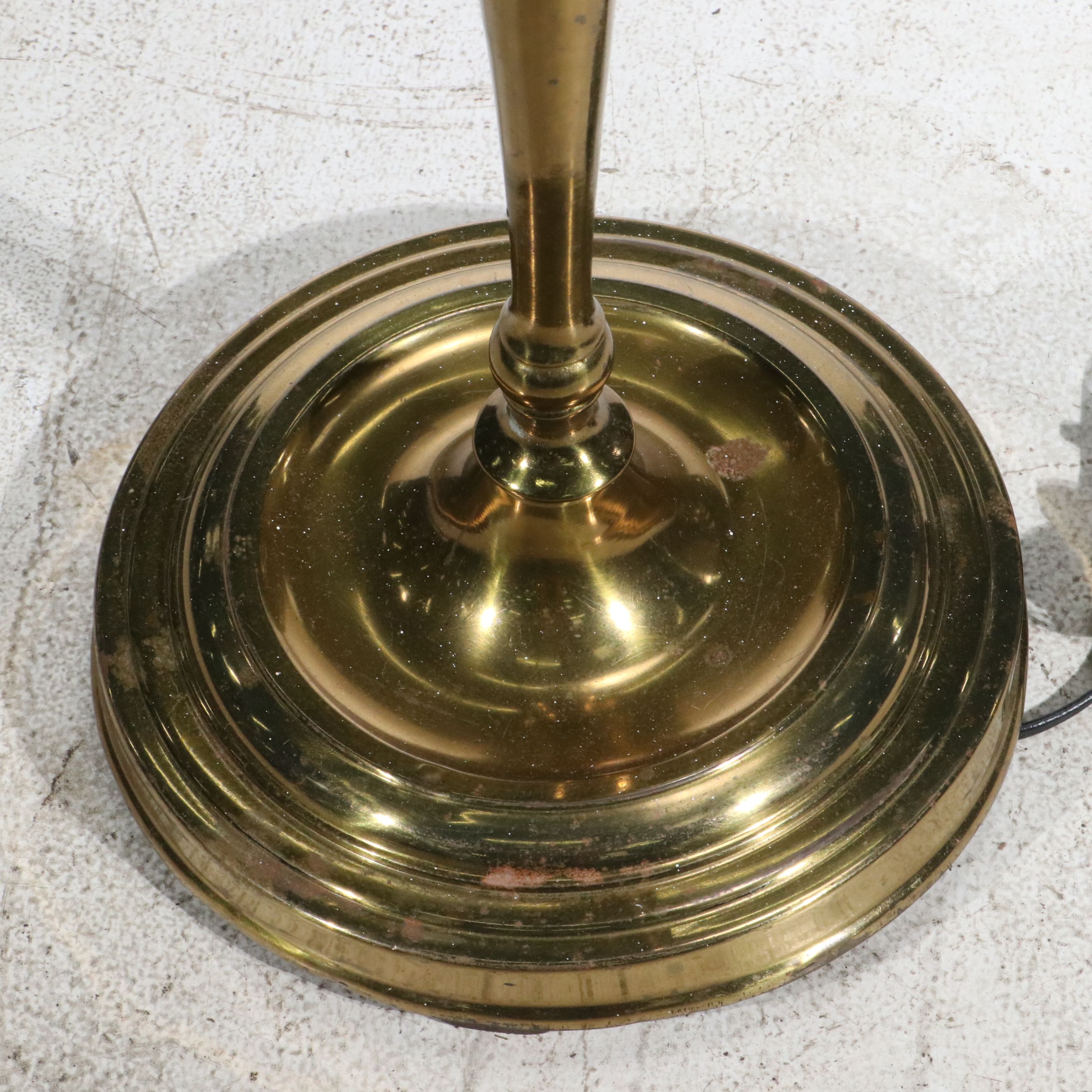 Victorian Style Brass Floor Lamps with Glass Shades