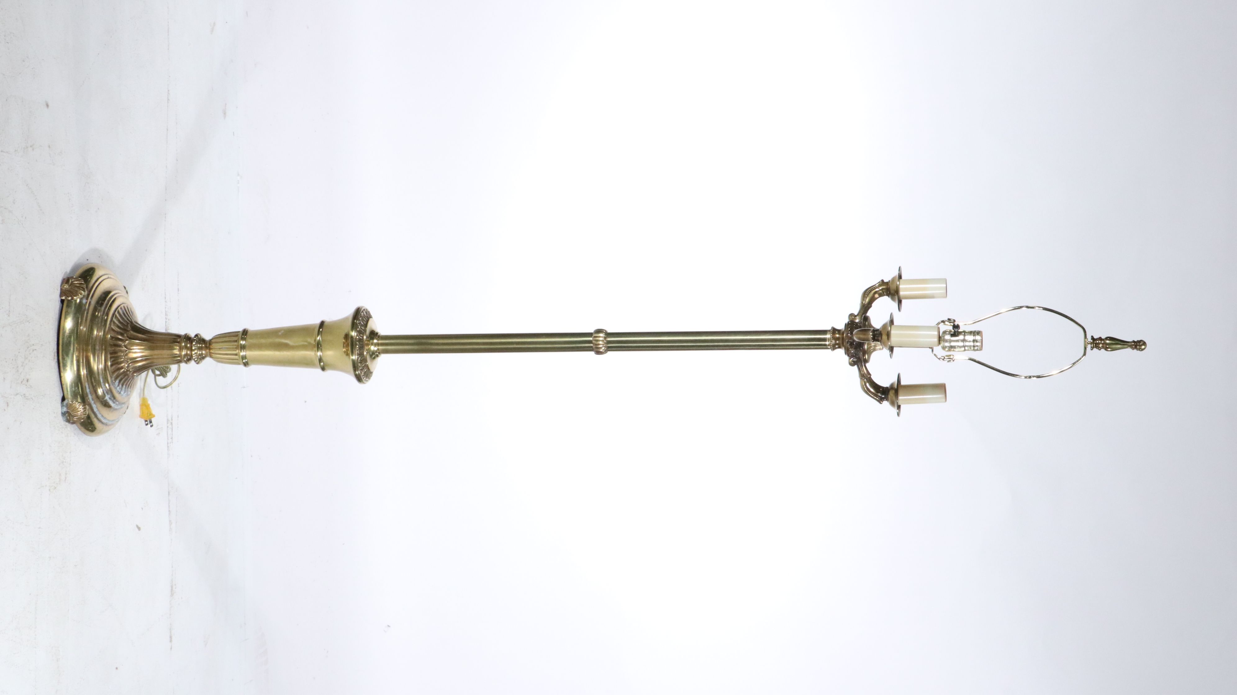 Victorian Style Brass Floor Lamps with Glass Shades