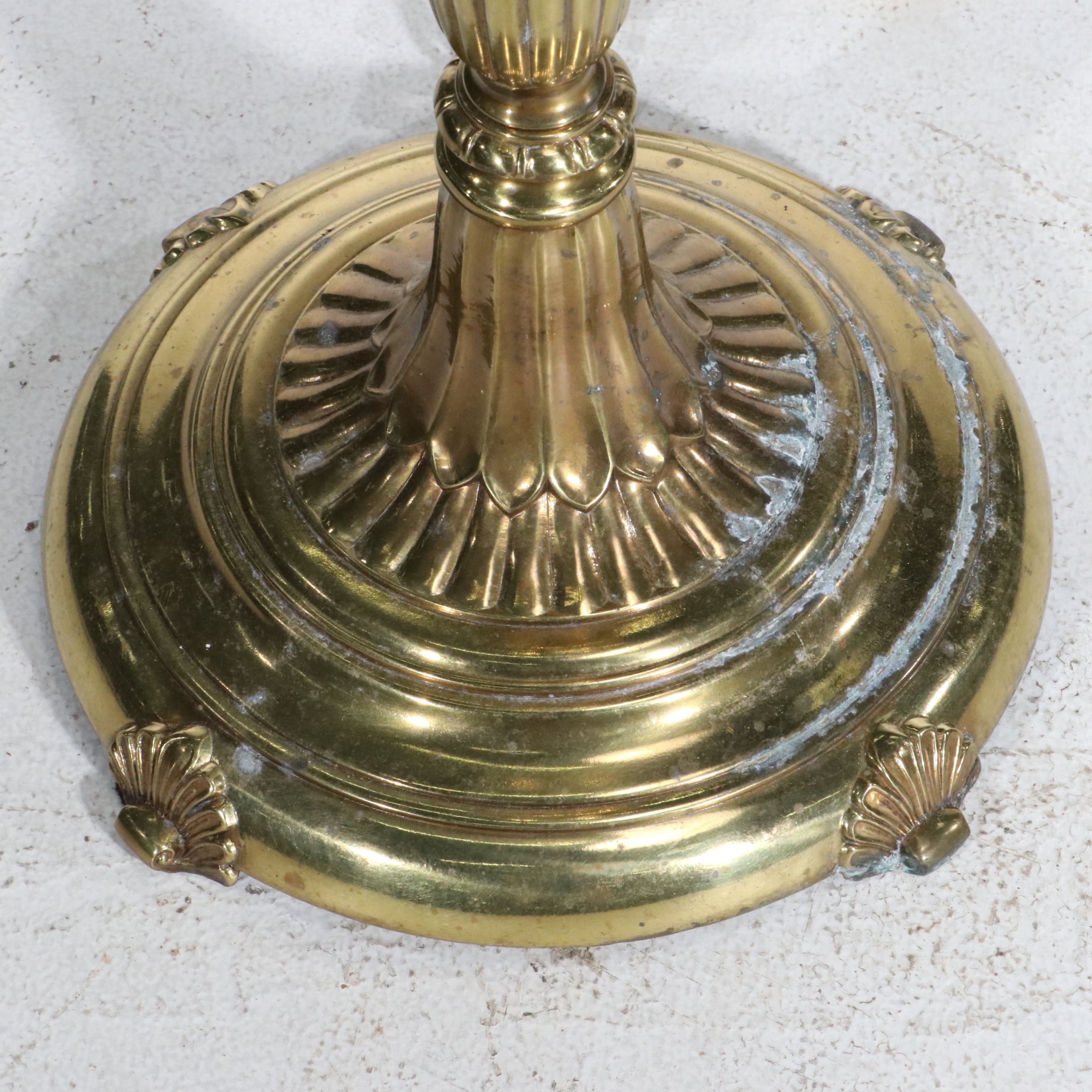 Victorian Style Brass Floor Lamps with Glass Shades