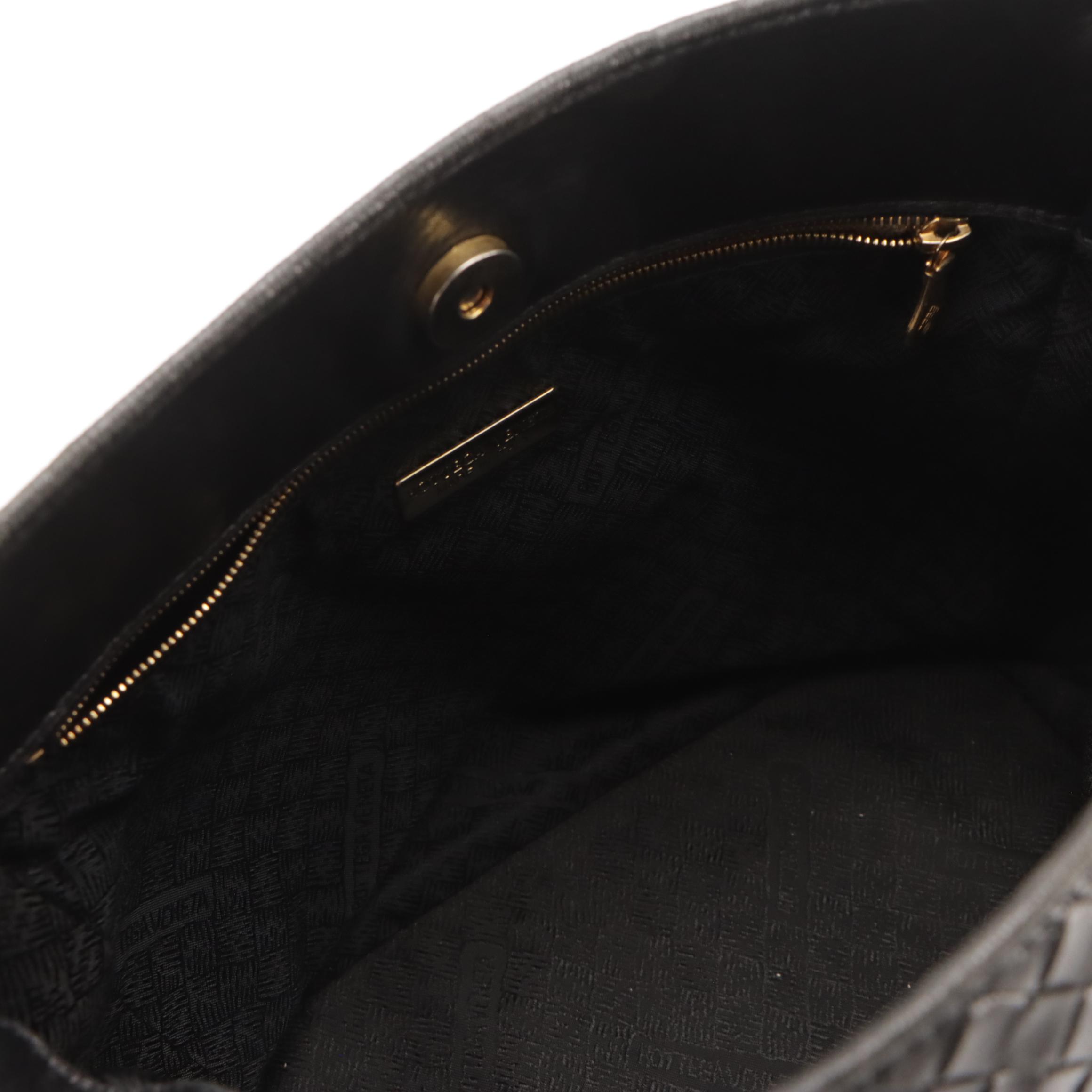 Bottega Veneta Intrecciato Black Lambskin Leather Shoulder Bag