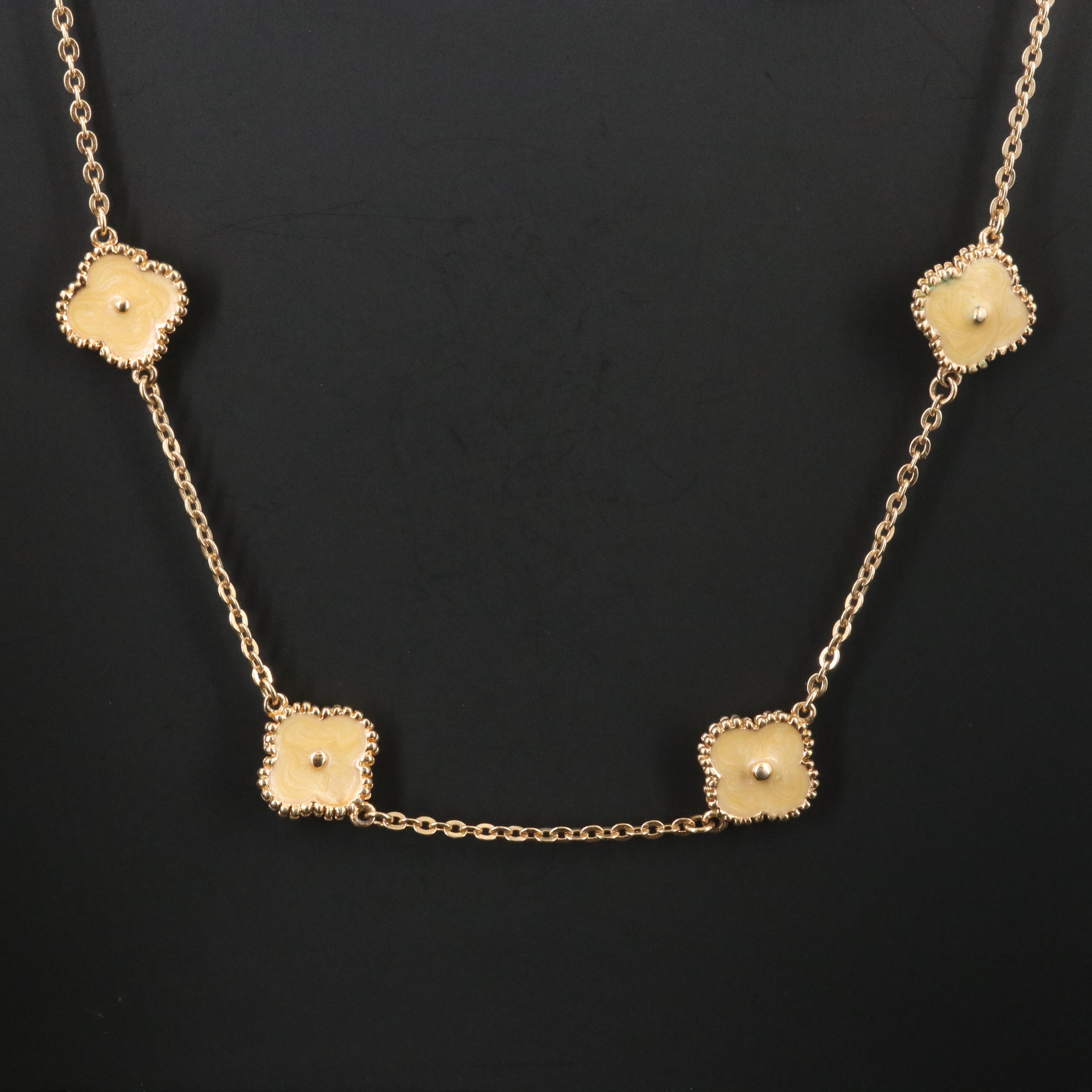 Enamel Quatrefoil Necklace