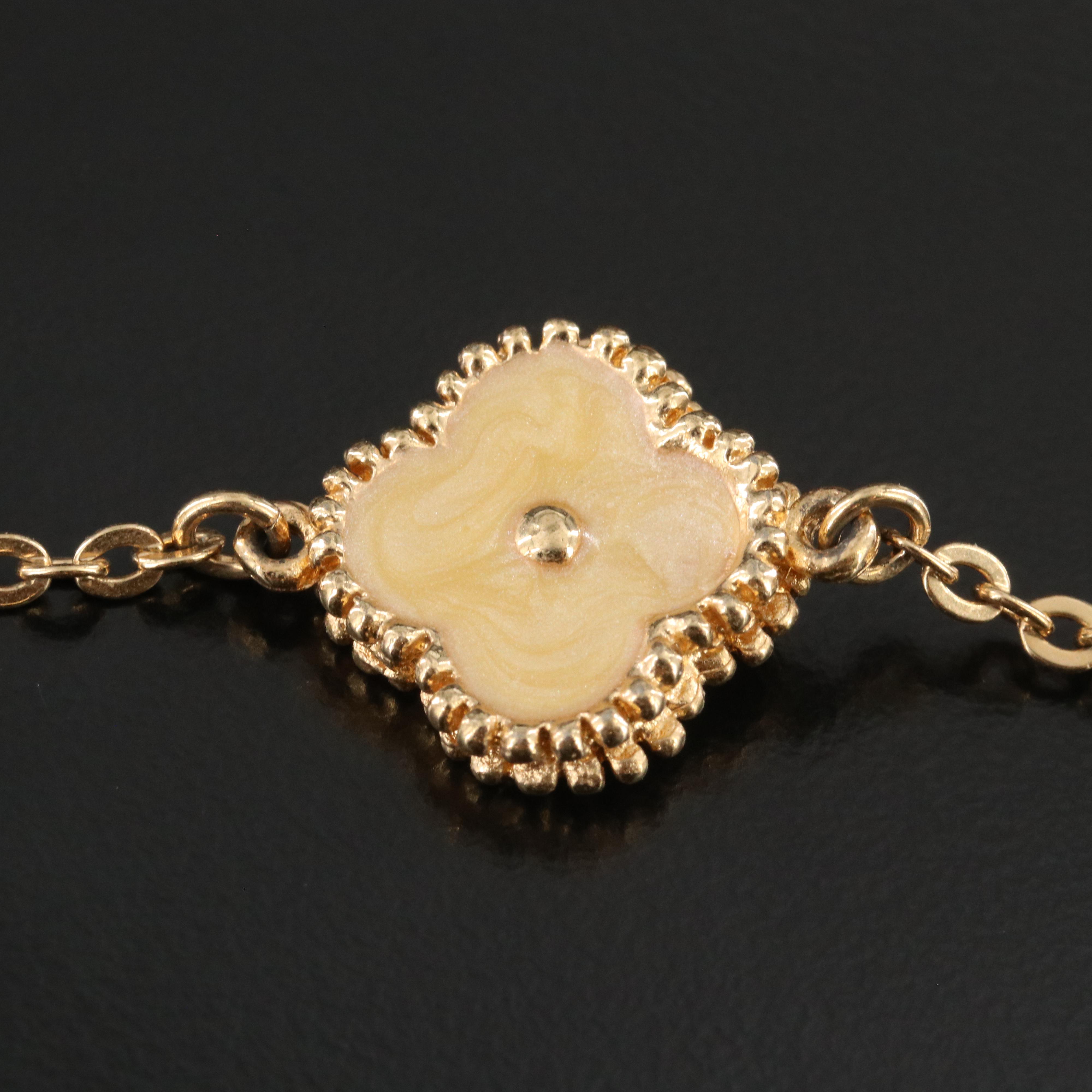 Enamel Quatrefoil Necklace