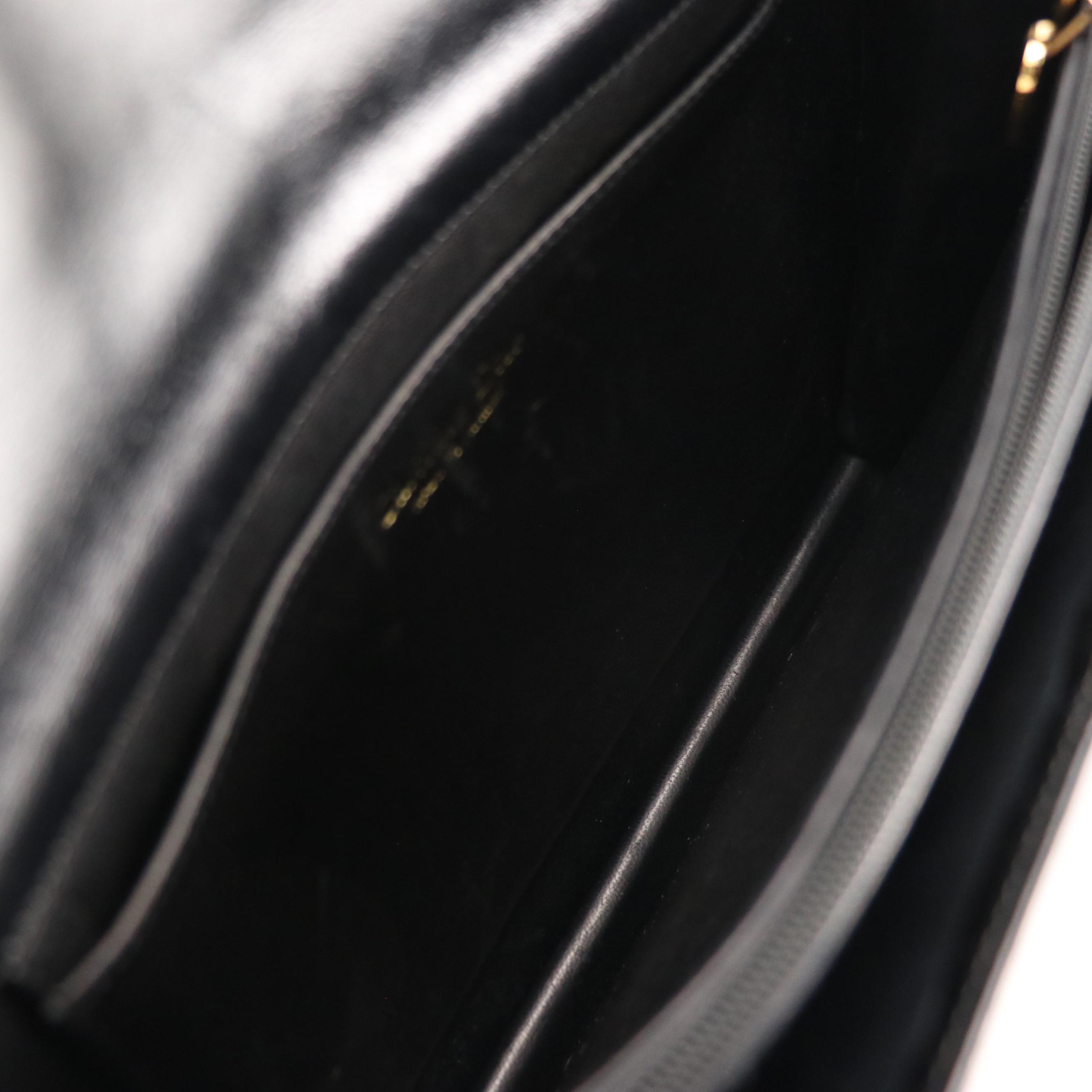 Christian Dior Black Croc-Embossed Patent Leather Front-Flap Bag