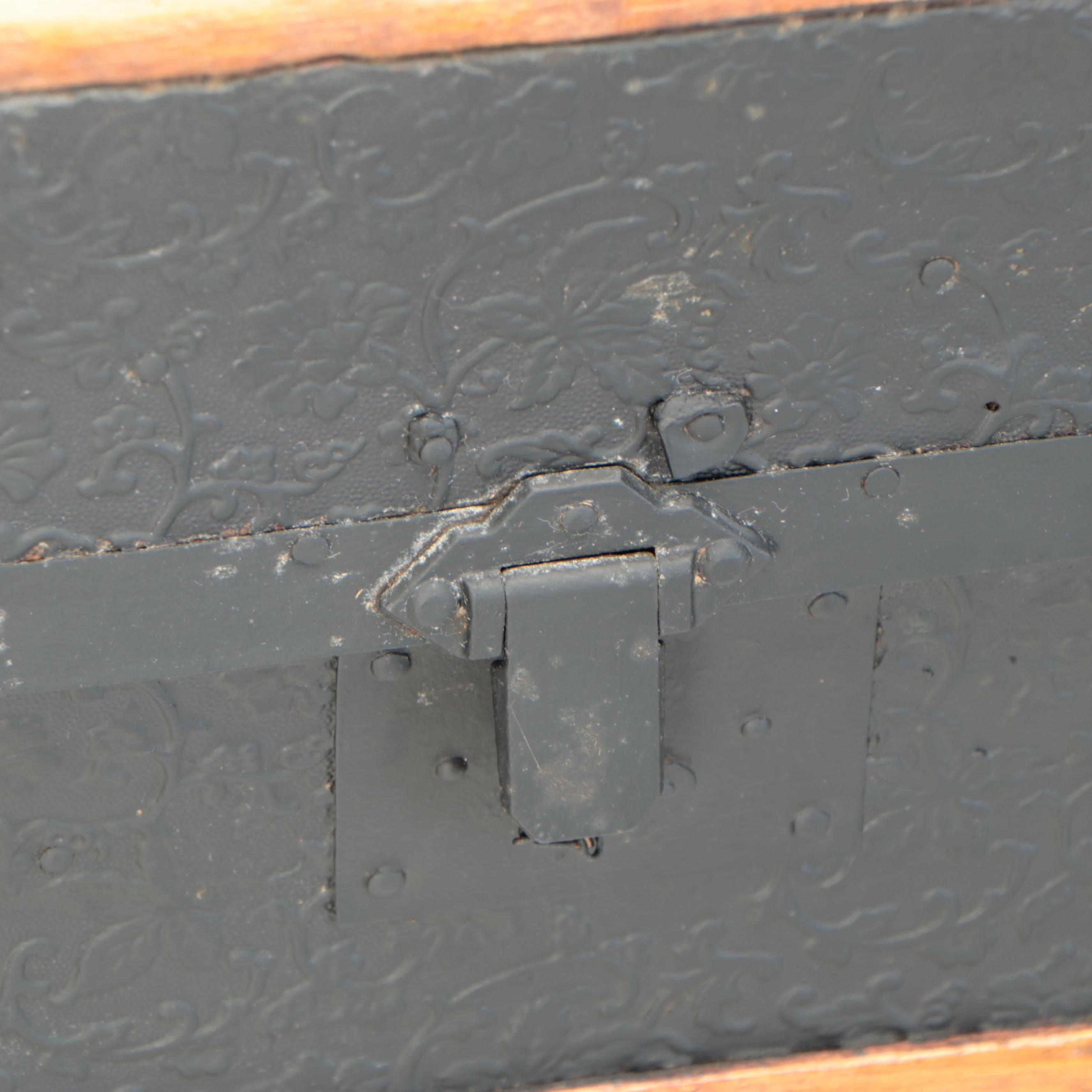 Metal Clad Dome Top Steamer Trunk, Early 20th Century