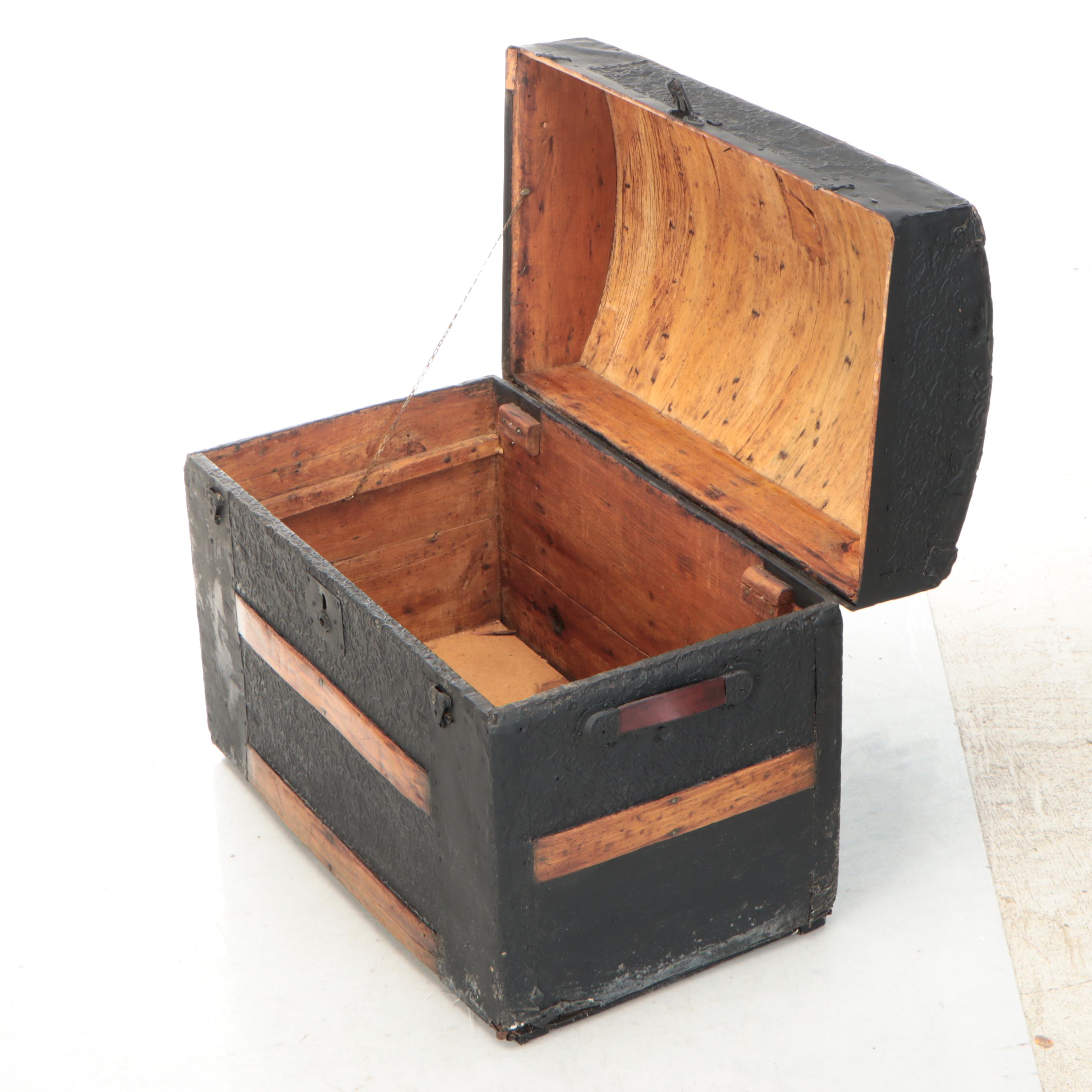 Metal Clad Dome Top Steamer Trunk, Early 20th Century