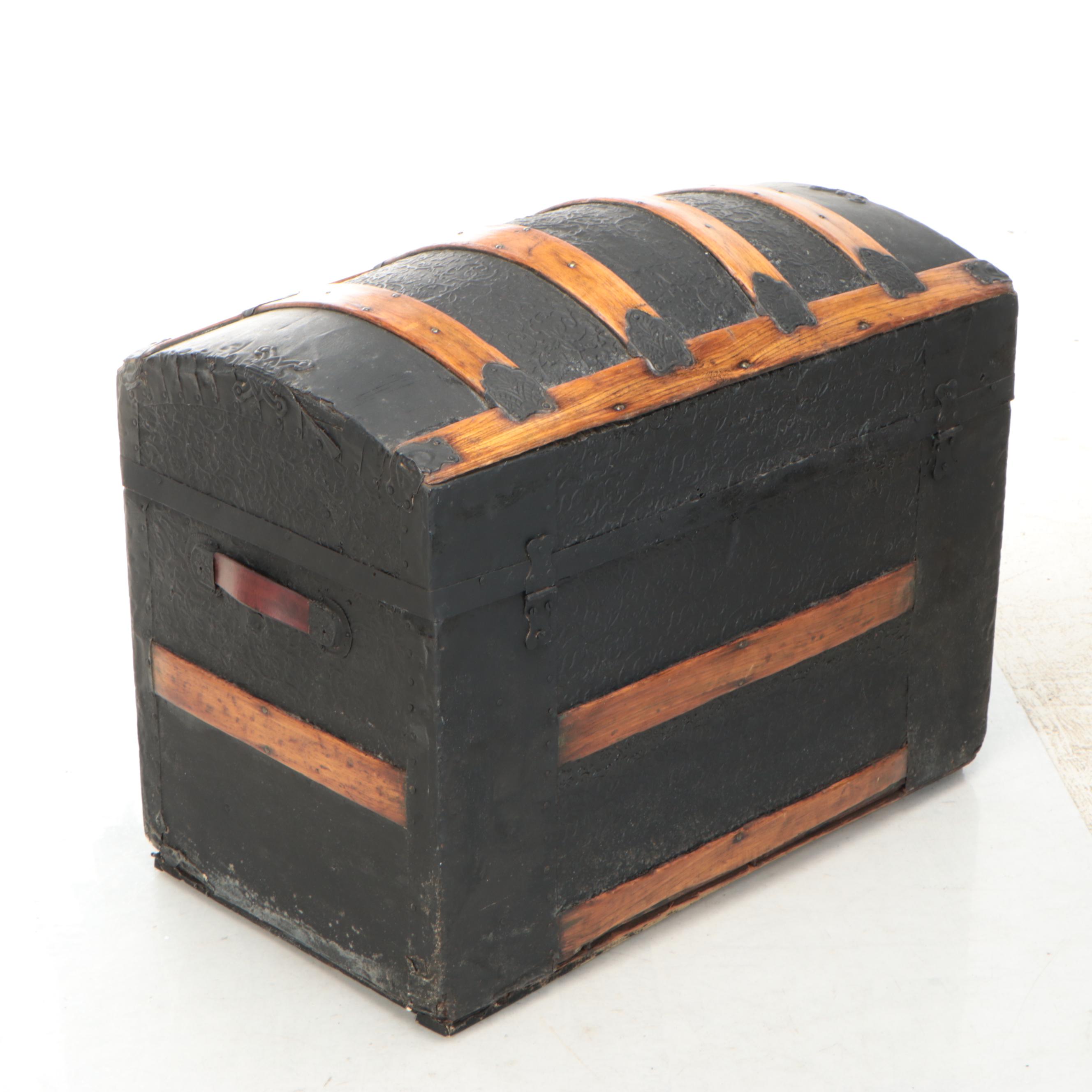 Metal Clad Dome Top Steamer Trunk, Early 20th Century