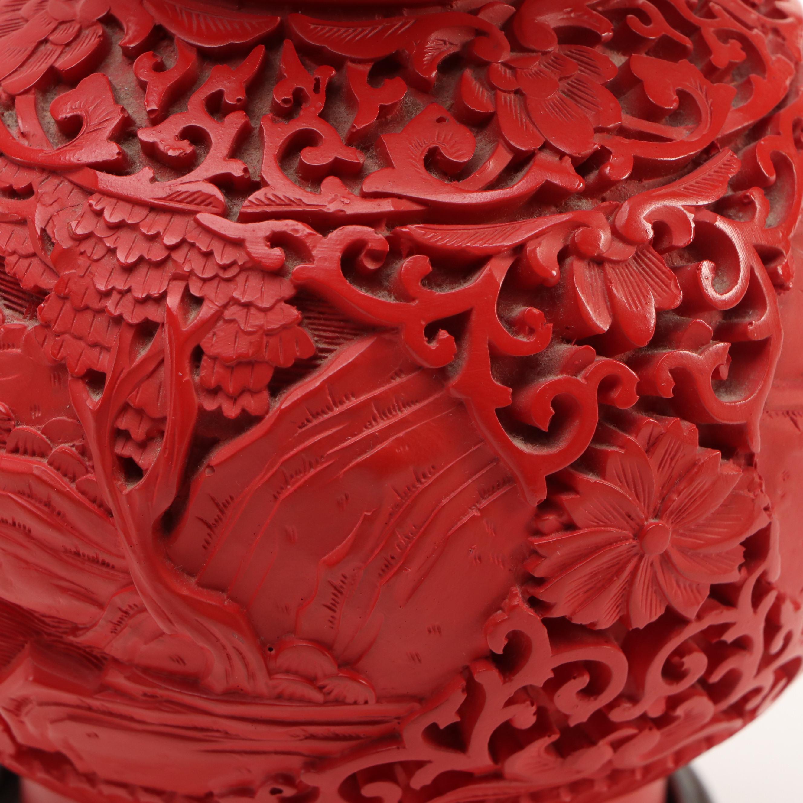 Chinese Resin Decorative Plate and Gourd Vase with Brass Rim