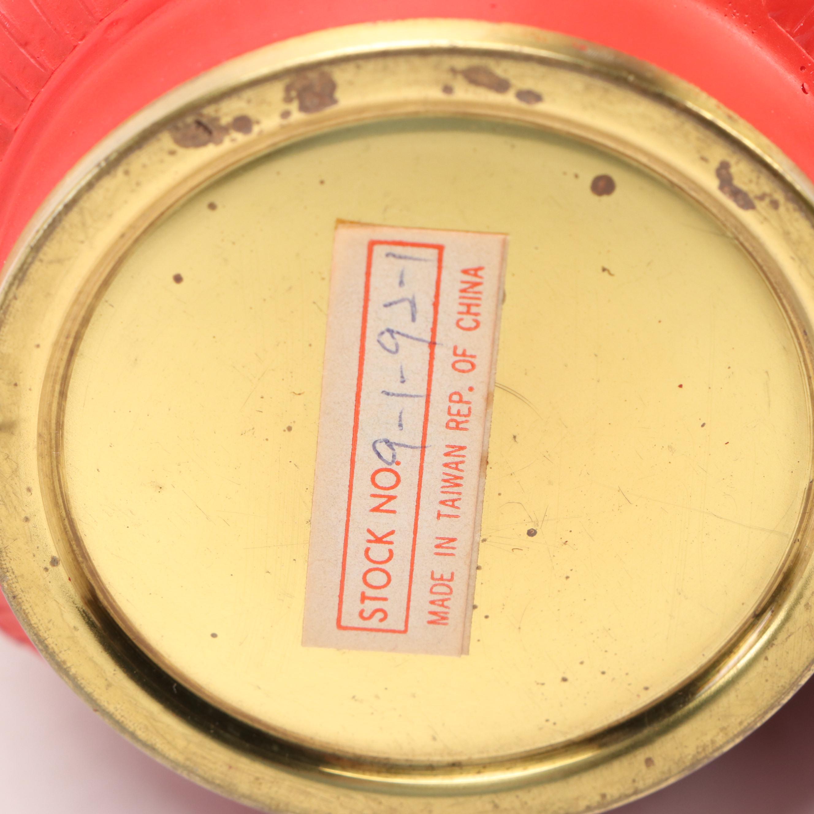 Chinese Resin Decorative Plate and Gourd Vase with Brass Rim