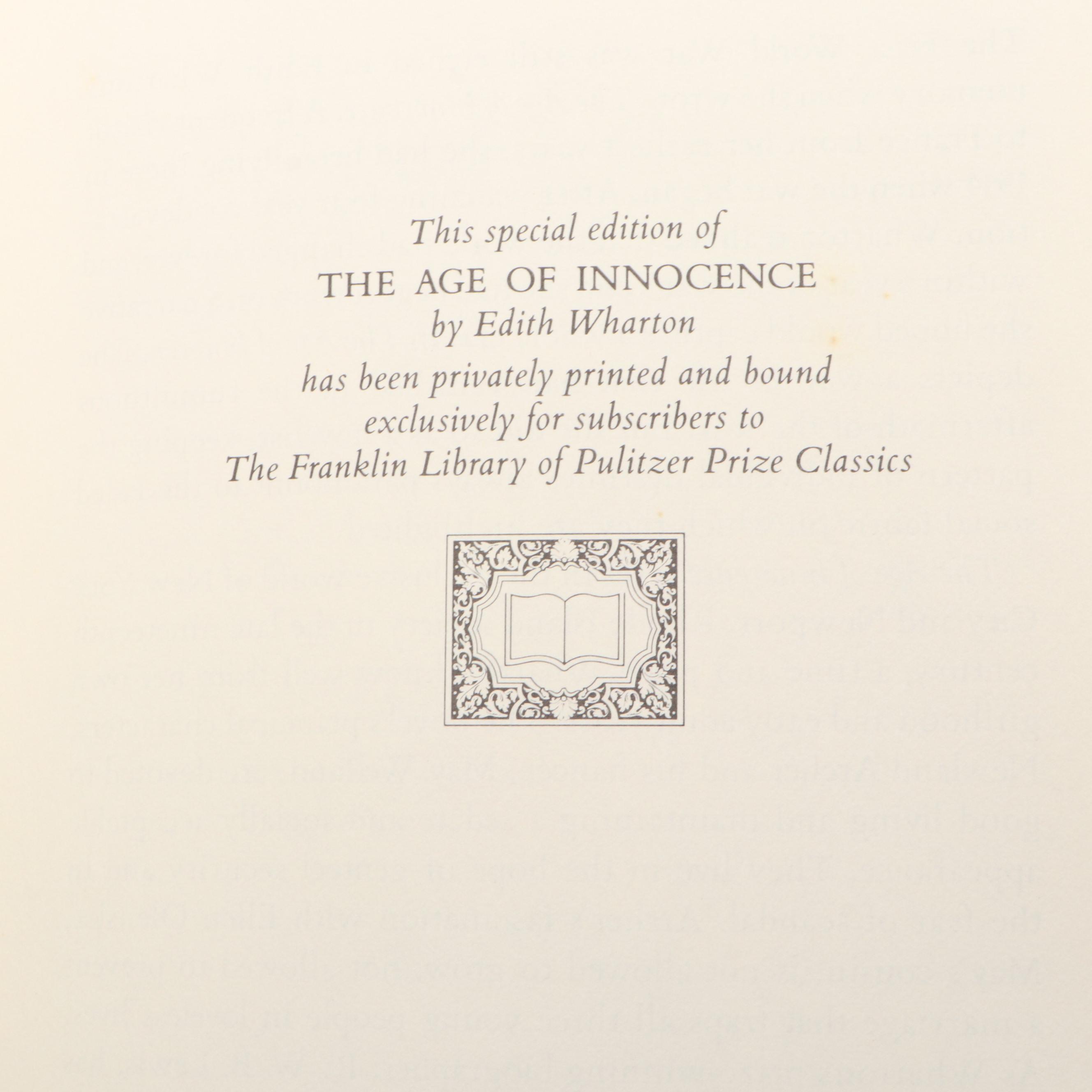 Franklin Library "The Age of Innocence" by Edith Wharton and More Classics