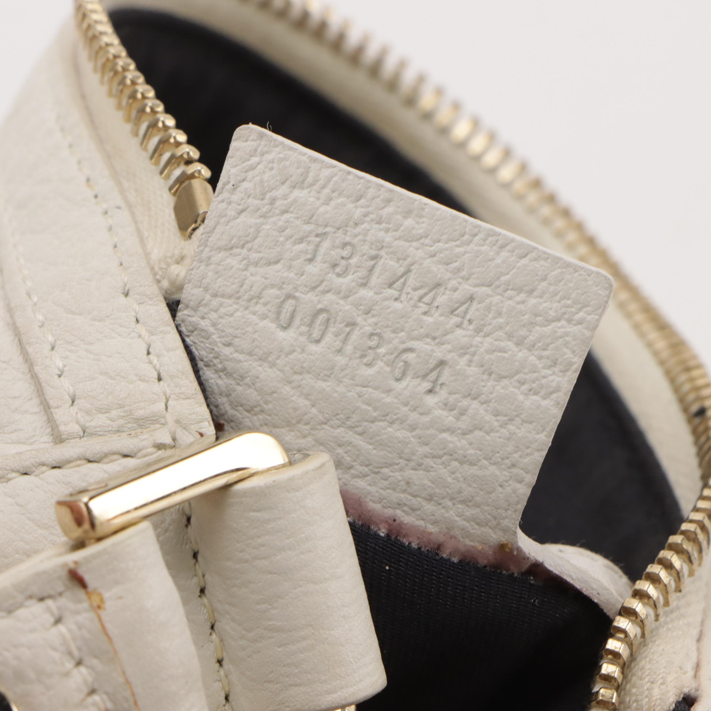 Gucci GG Web Stripe Blondie Shoulder Bag in White Grained Leather