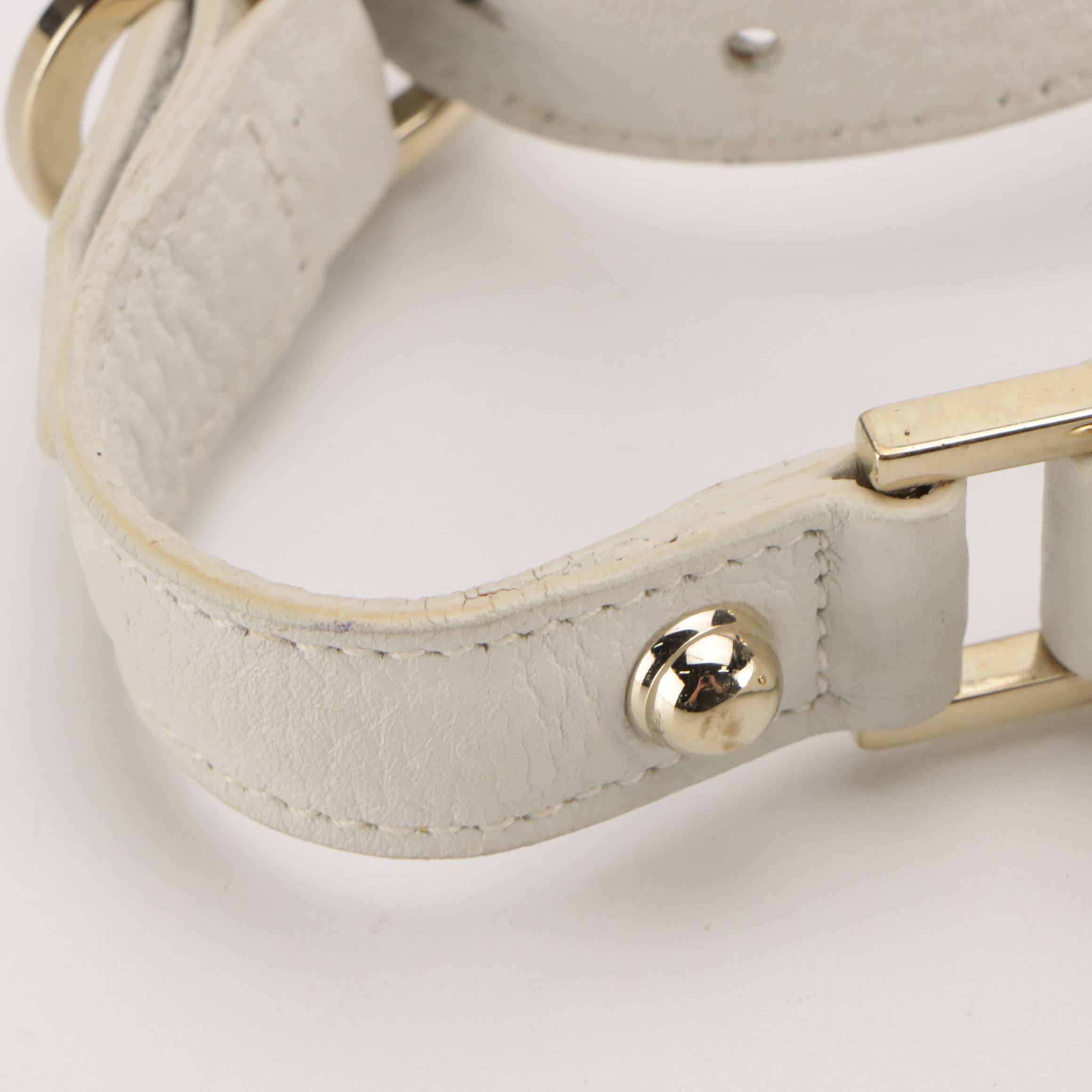 Gucci GG Web Stripe Blondie Shoulder Bag in White Grained Leather