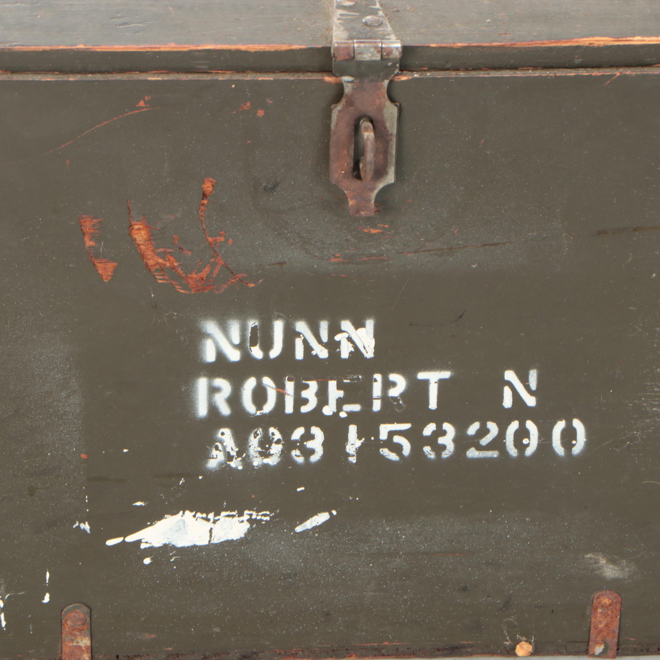 U.S. Military Wooden Footlocker, Mid-20th Century