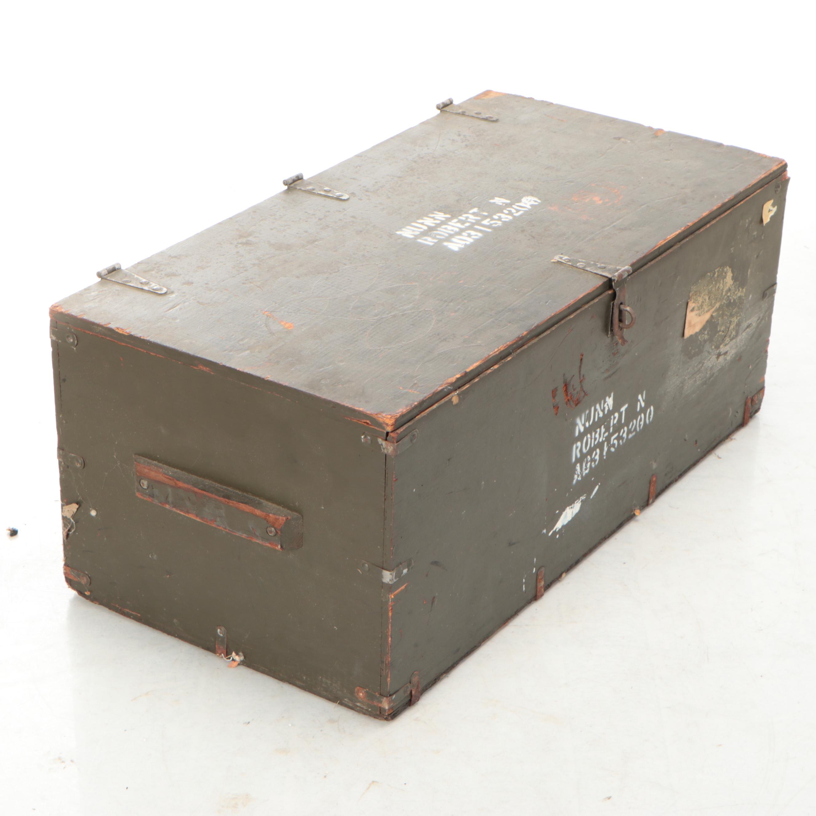 U.S. Military Wooden Footlocker, Mid-20th Century