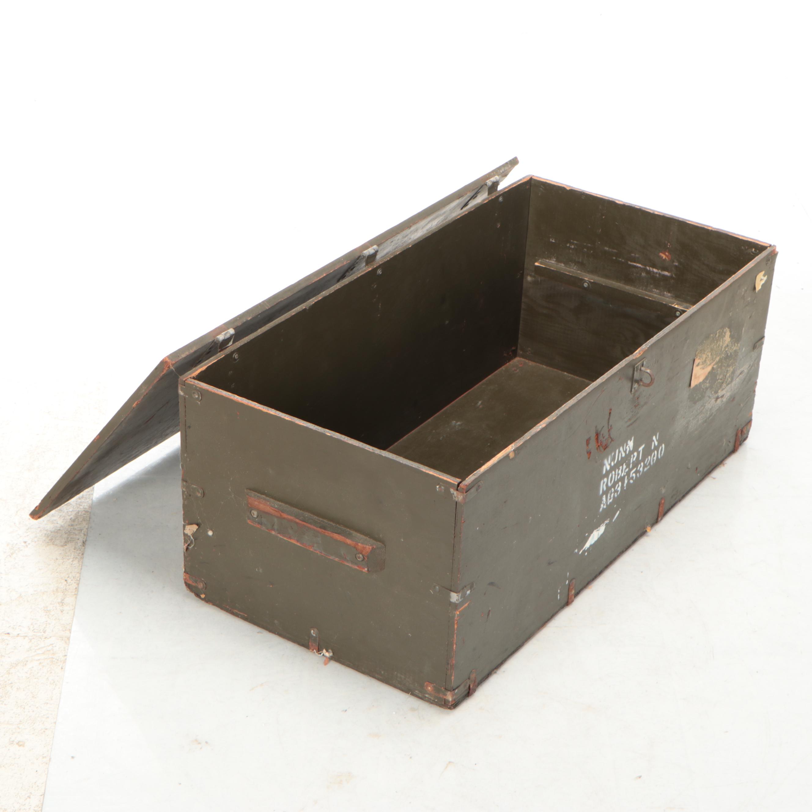 U.S. Military Wooden Footlocker, Mid-20th Century