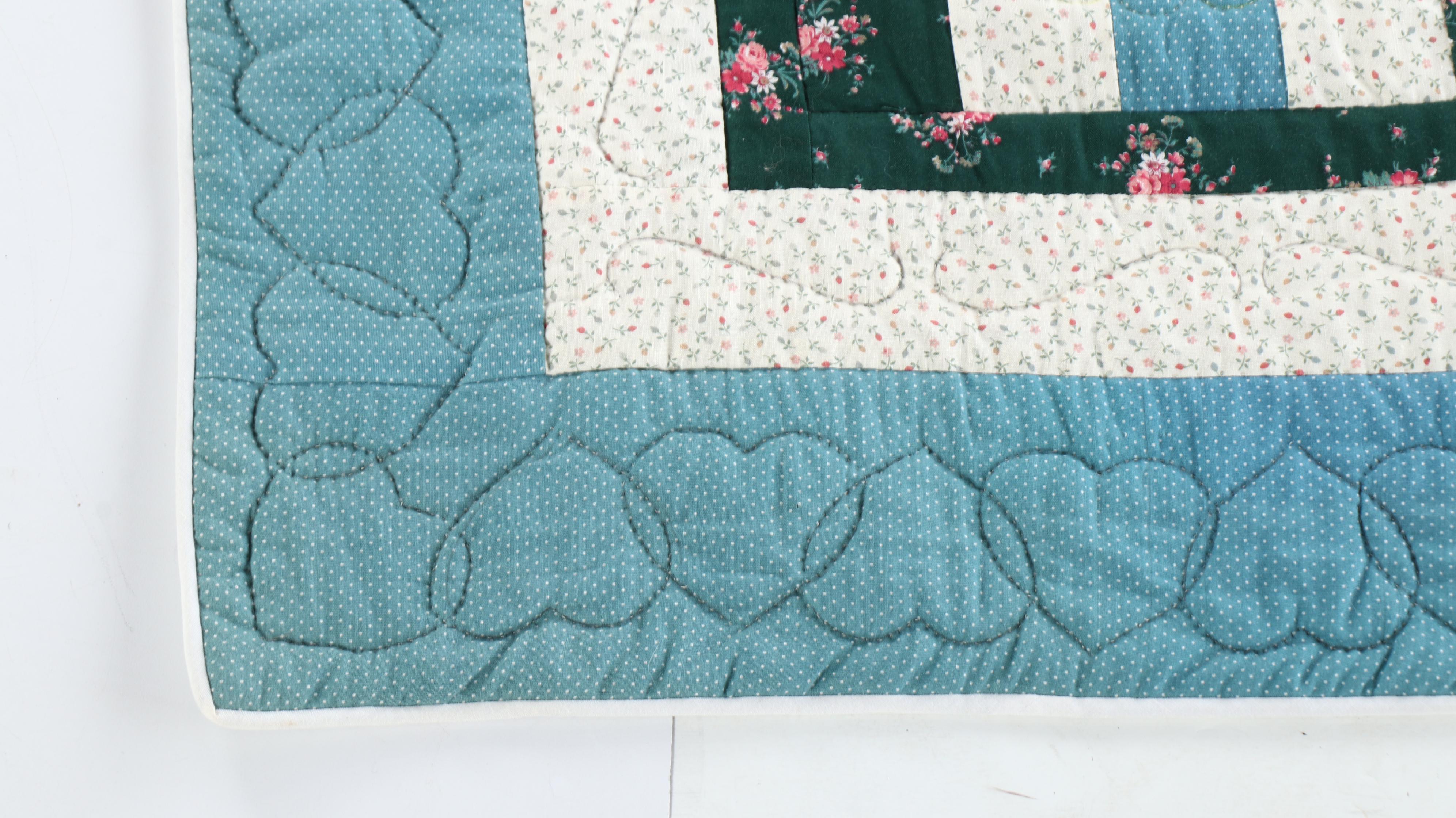 Hand-Stitched "Nine Patch" Variation Small Quilt or Baby Blanket