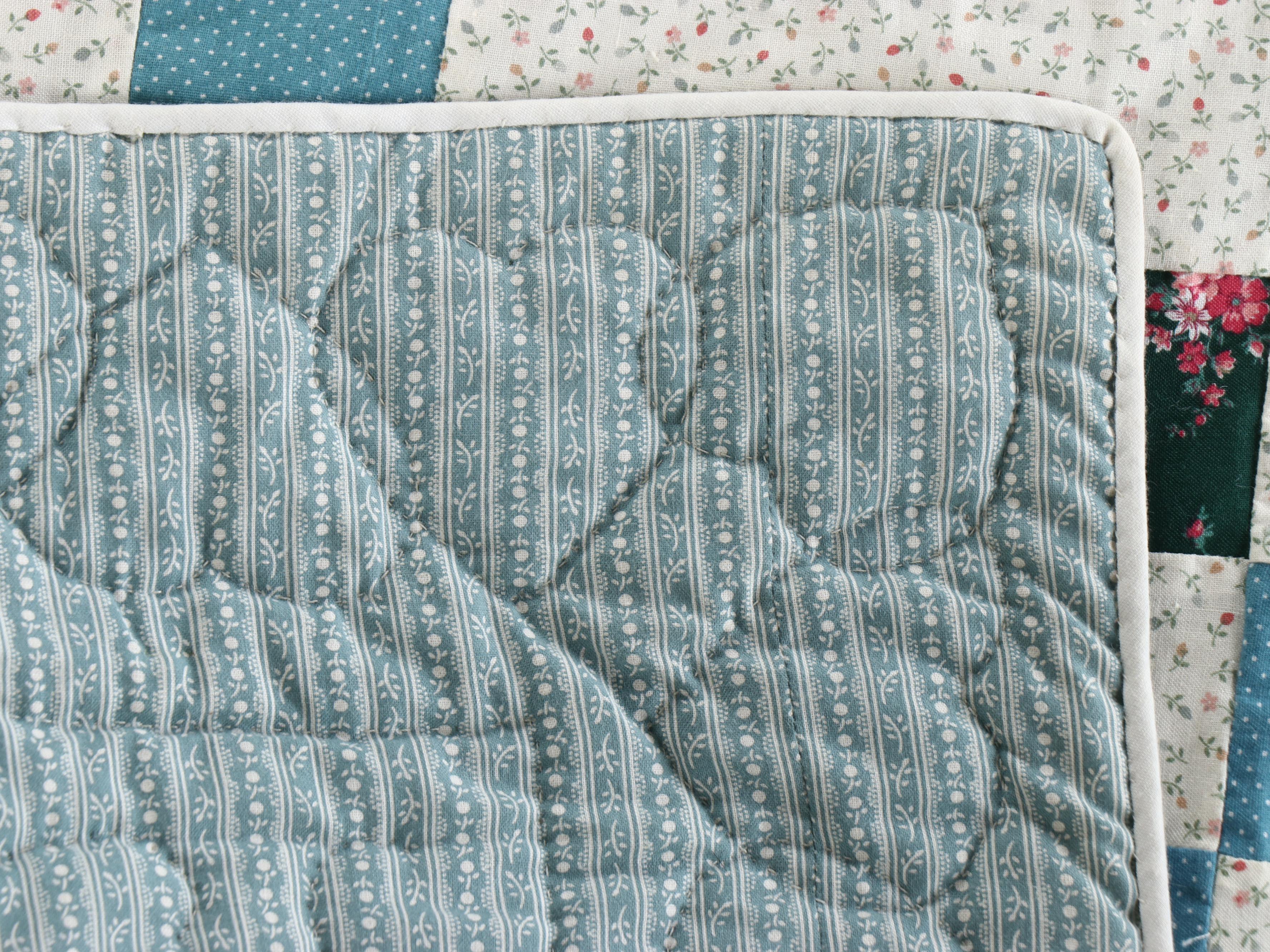 Hand-Stitched "Nine Patch" Variation Small Quilt or Baby Blanket