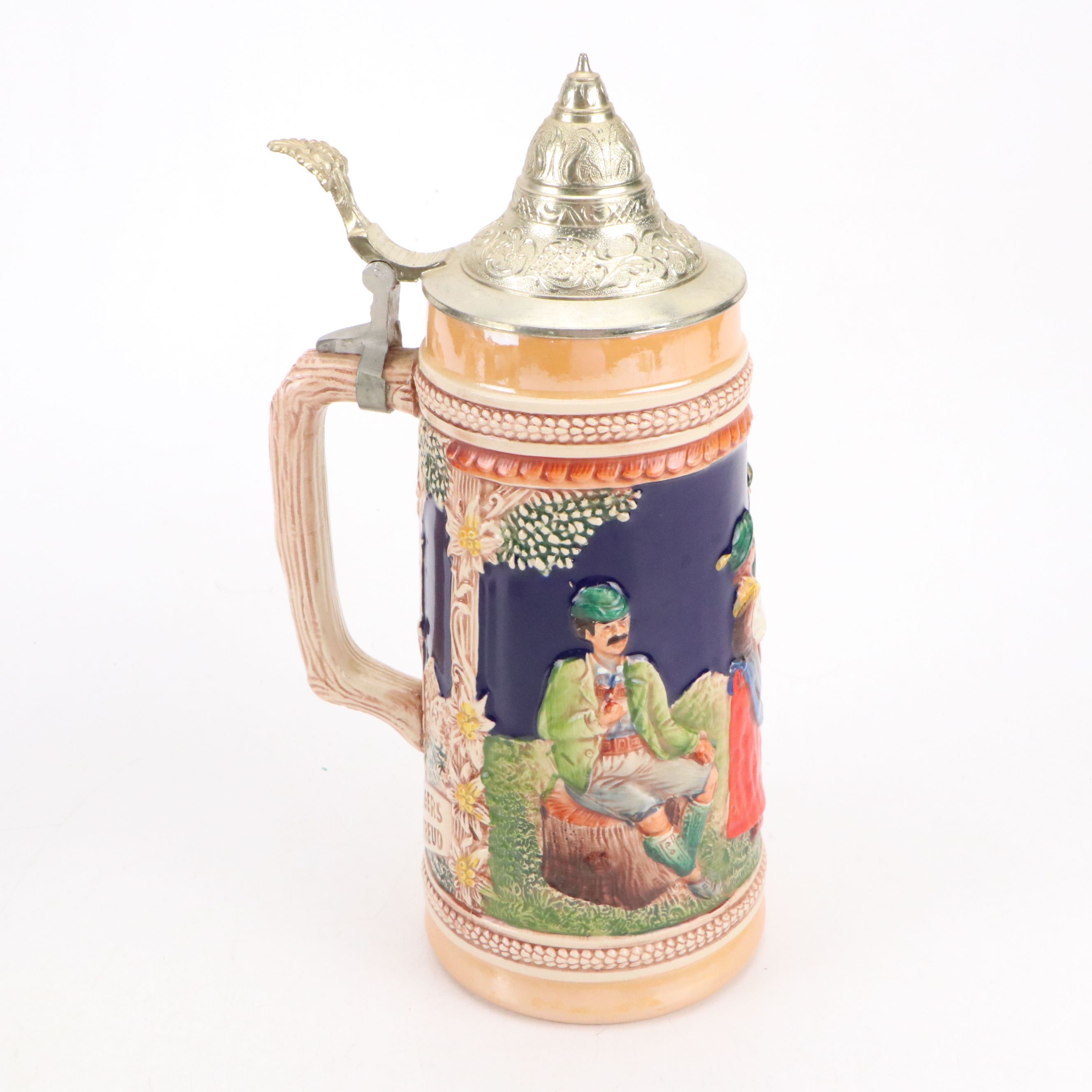 Bravo and Other Ceramic Steins with Stein Style Music Box