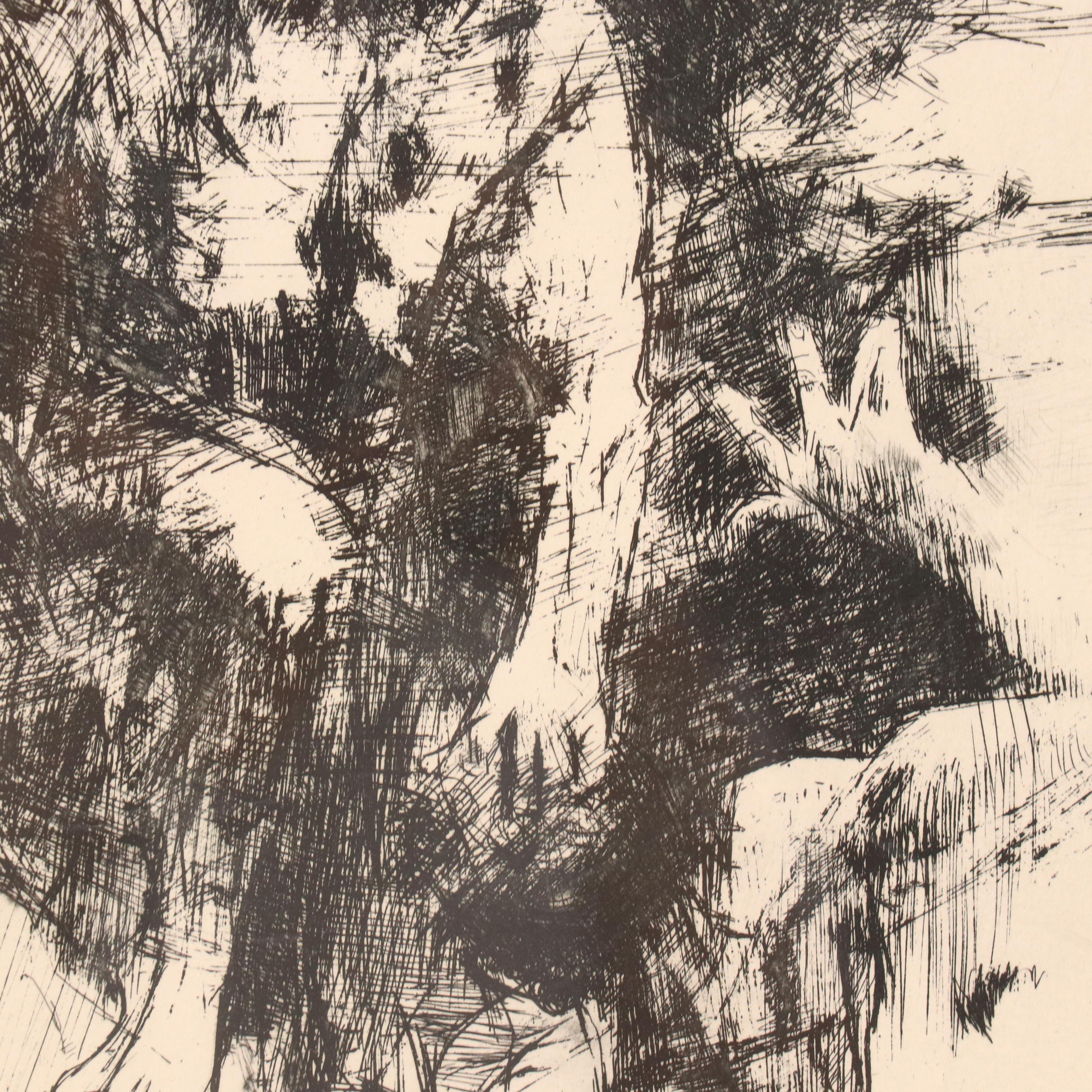 Jack Levine Etching "Cain and Abel I," 1964