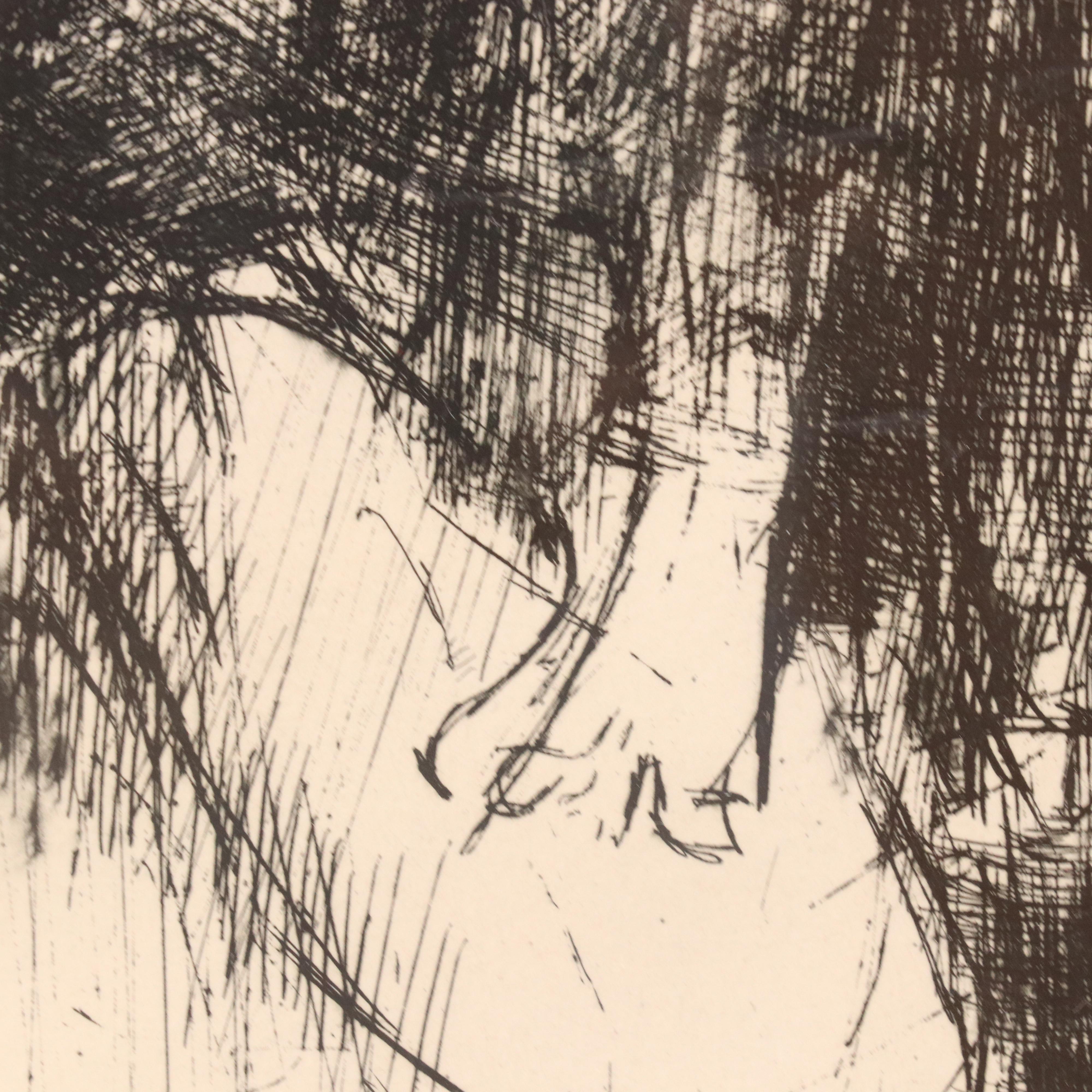 Jack Levine Etching "Cain and Abel I," 1964