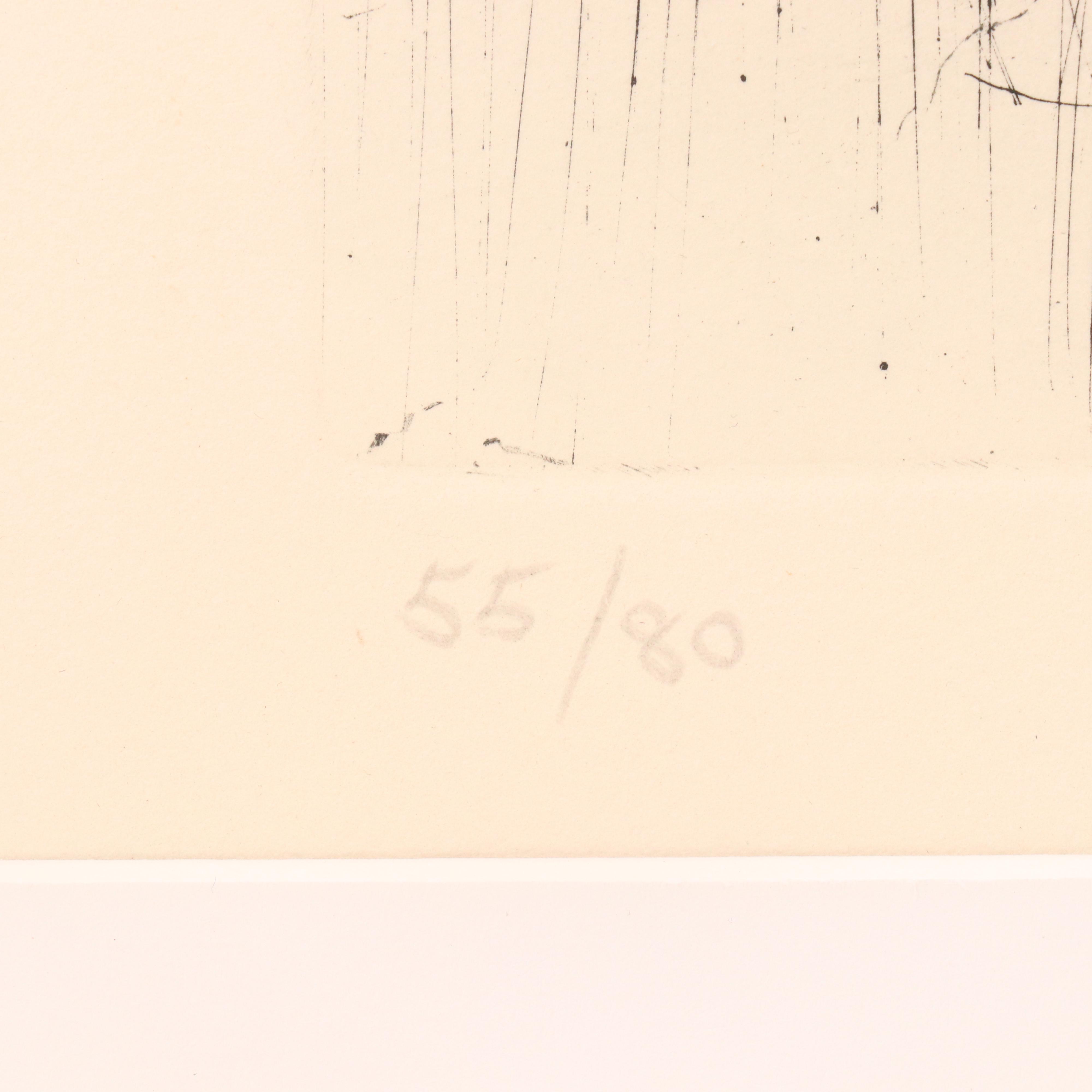 Jack Levine Etching "Cain and Abel I," 1964