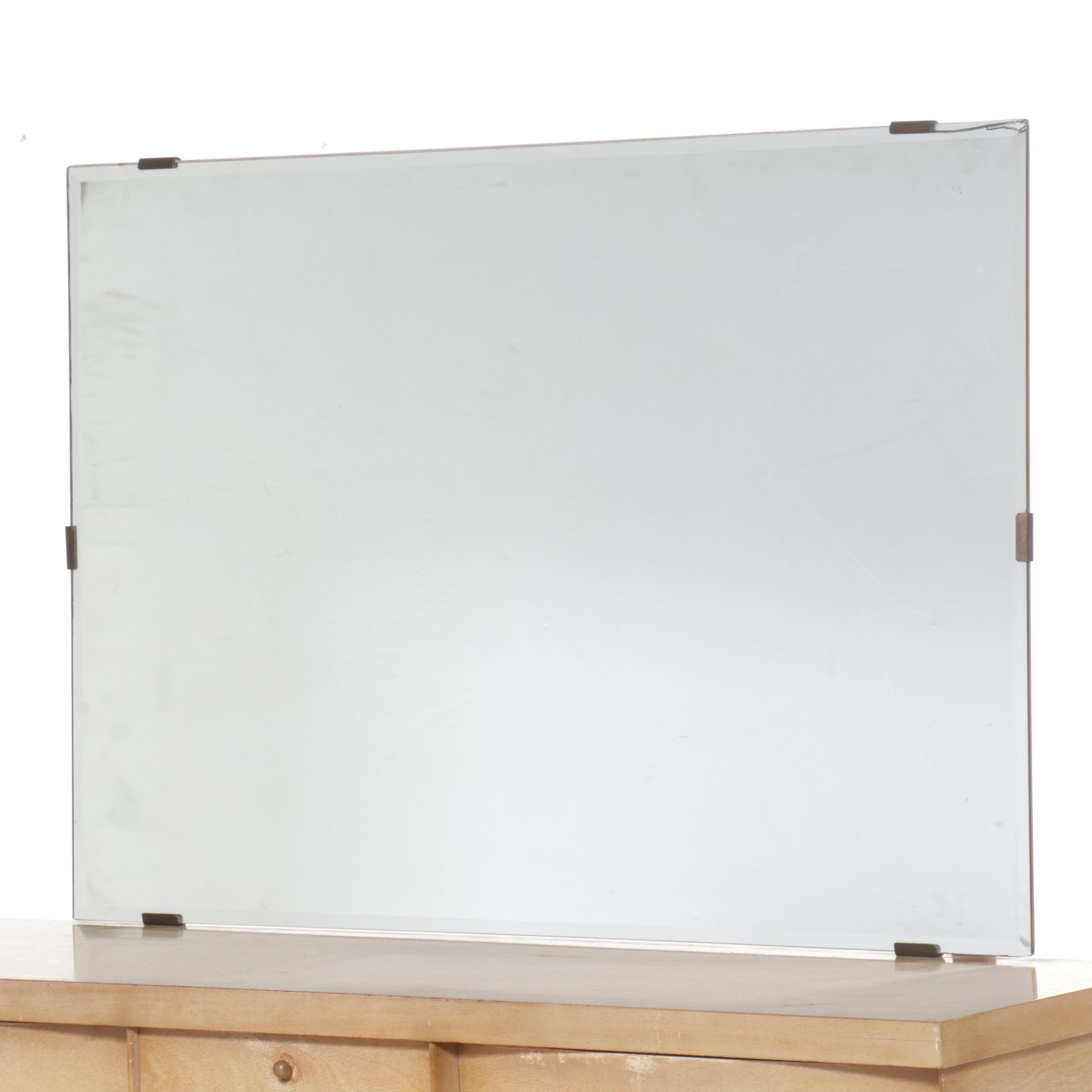 Mid Century Modern Blonde Oak Dresser with Mirror