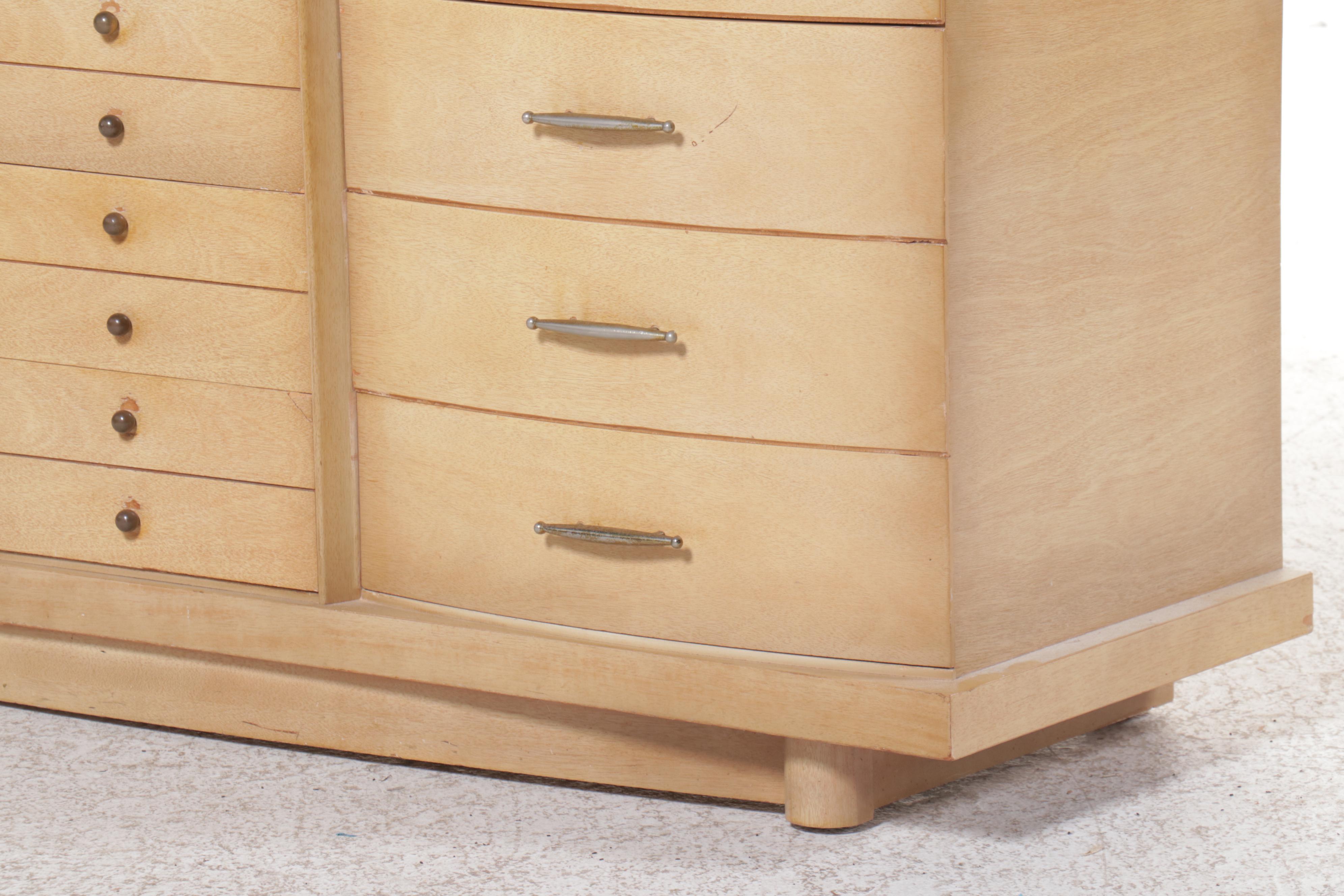 Mid Century Modern Blonde Oak Dresser with Mirror