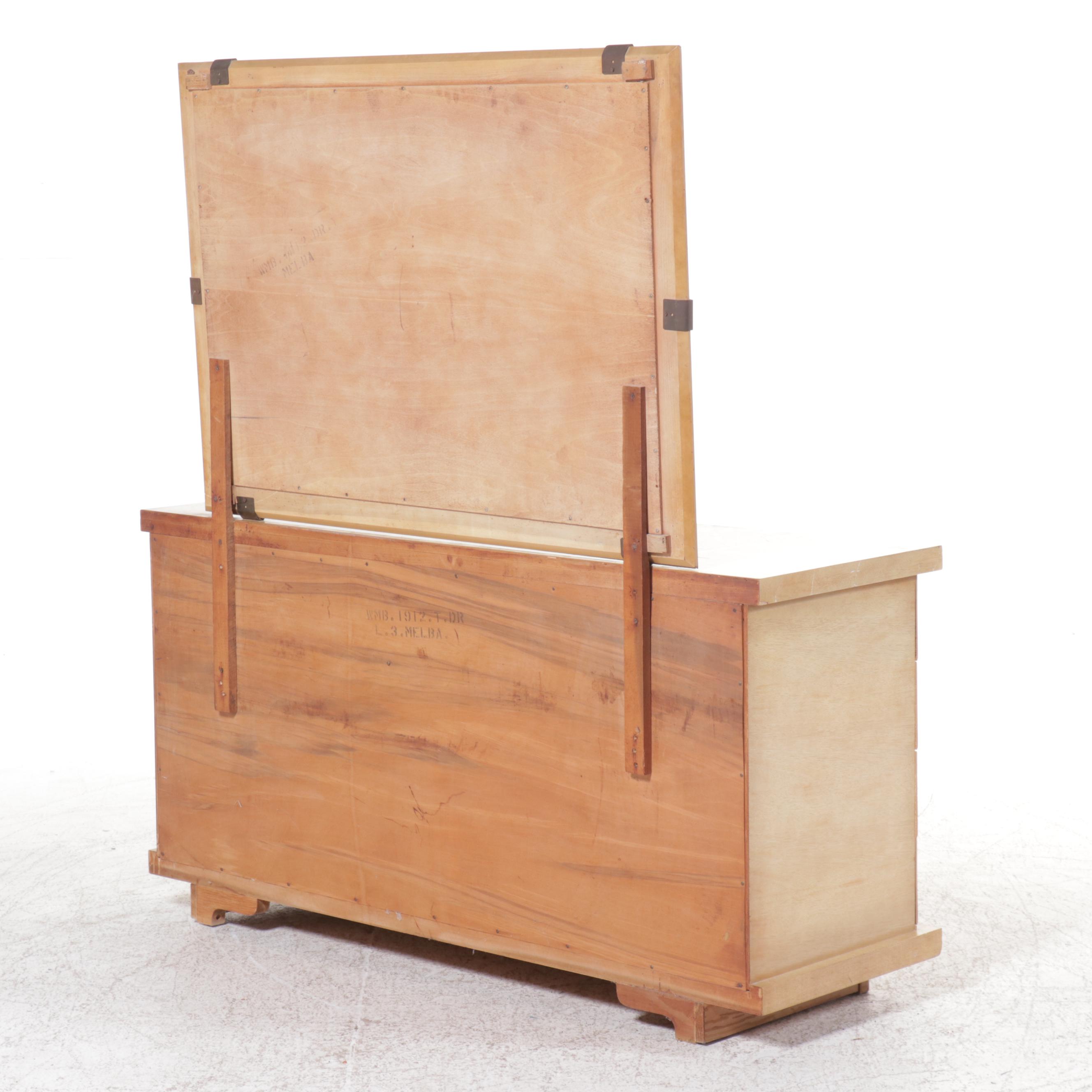 Mid Century Modern Blonde Oak Dresser with Mirror