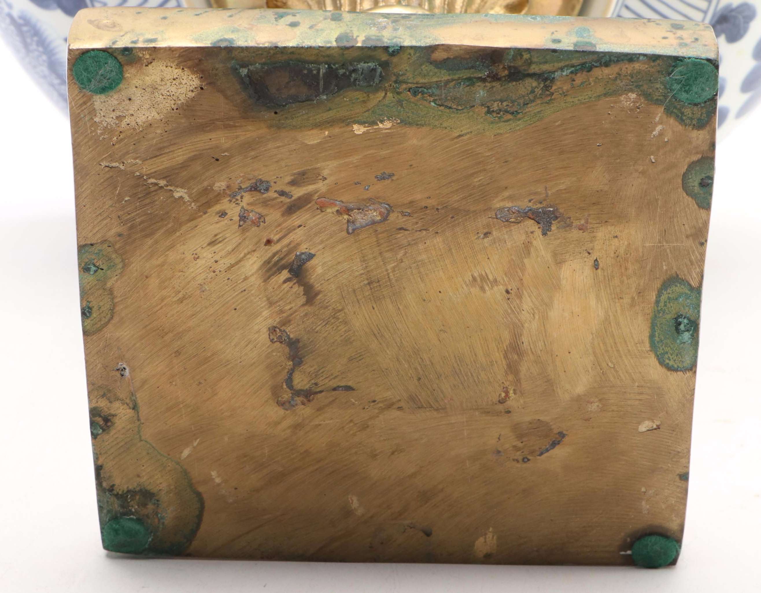 French Style Ormolu Mounted Blue and White Porcelain Footed Bowl