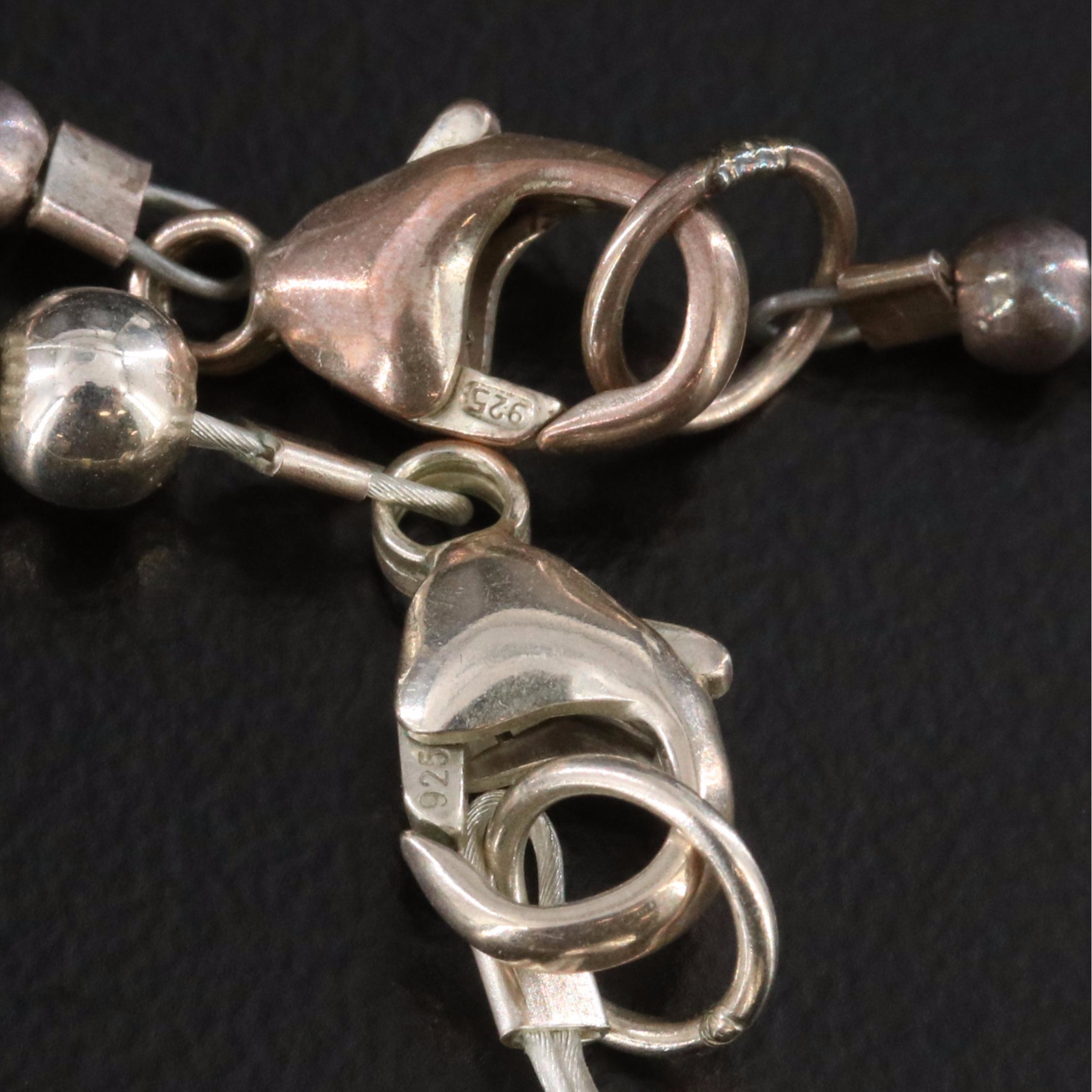 Sterling Magnesite, Mother-of-Pearl and Black Onyx Necklaces