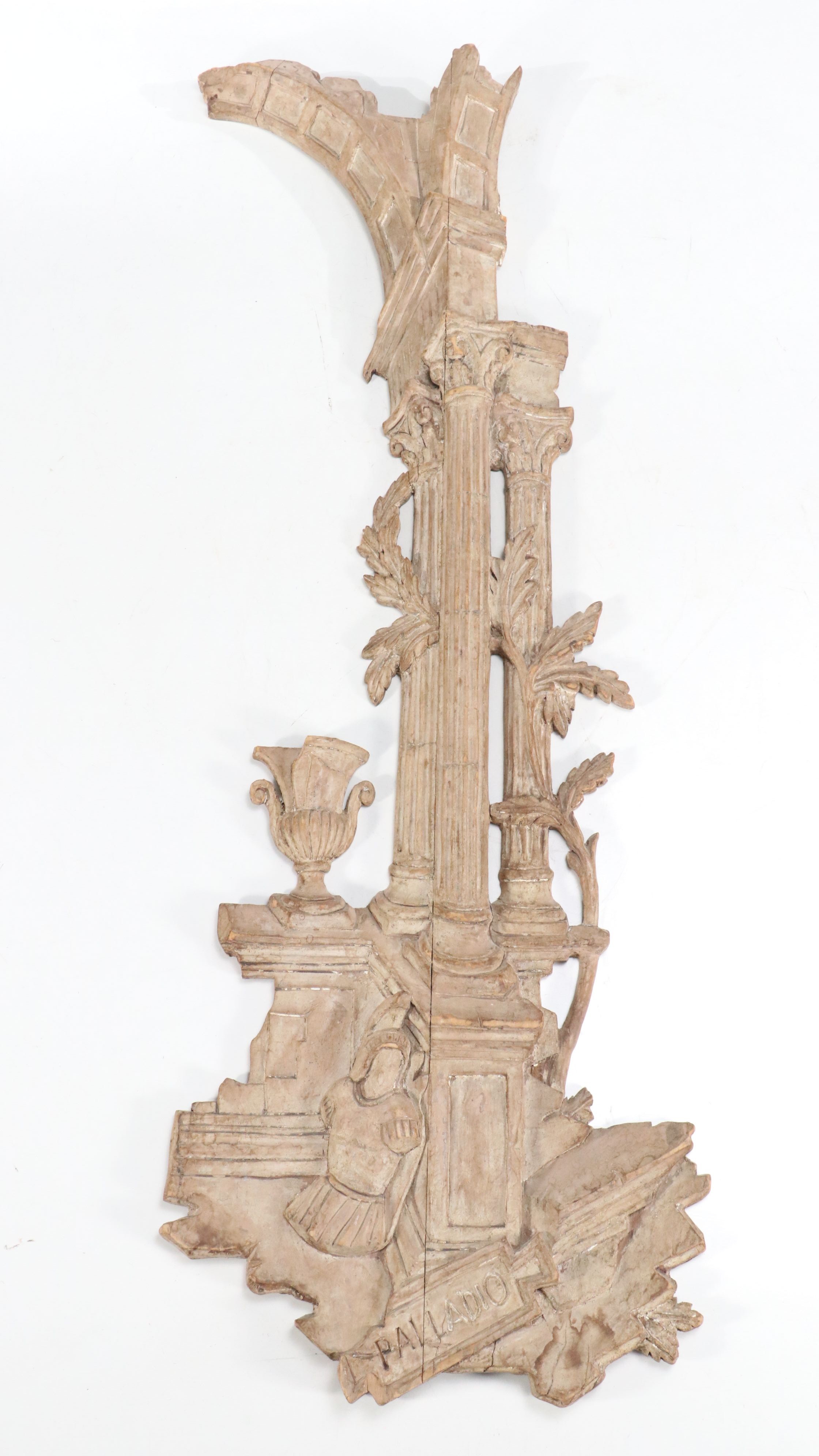 Palladio Carved Wood Roman Ruins Wall Plaques, 20th Century